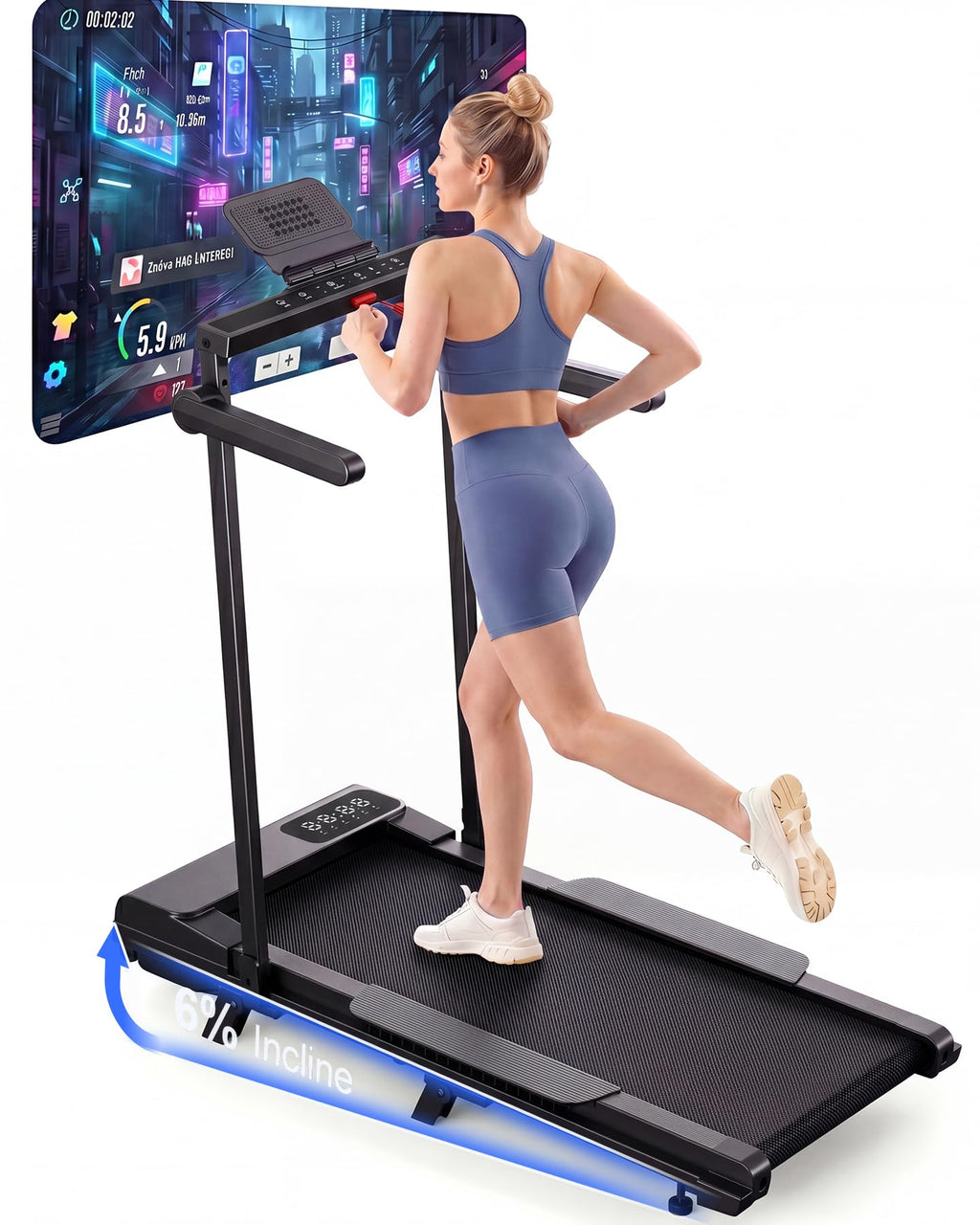 Superun Raceable Walking Pad, Treadmill for Home, 2.5 HP with App and Remote Control, Treadmill Desk, Max 136 kg with Multi-Runner Racing and Training Couses