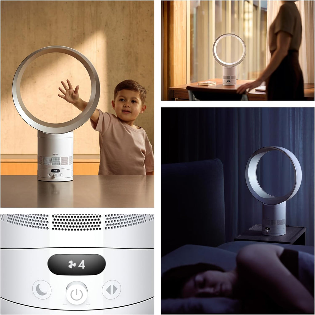 Dyson Cool™ CF1 Tischventilator, Weiß/Silber – Leise & Leistungsstarke Kühlung mit Air Multiplier™ Technologie, MyDyson™ App-Steuerung, Schlafmodus, Energieeffizient