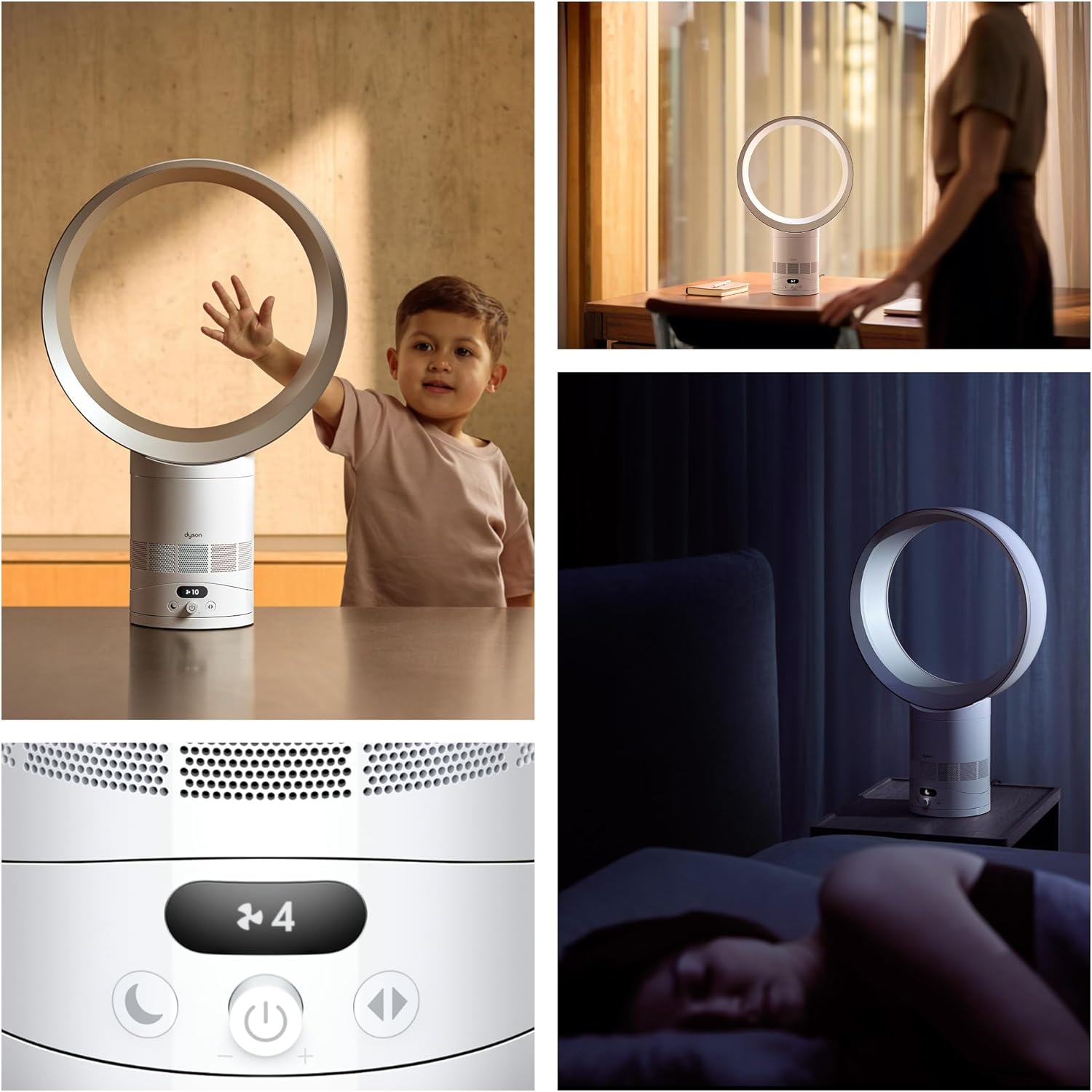 Dyson Cool™ CF1 Tischventilator, Weiß/Silber – Leise & Leistungsstarke Kühlung mit Air Multiplier™ Technologie, MyDyson™ App-Steuerung, Schlafmodus, Energieeffizient