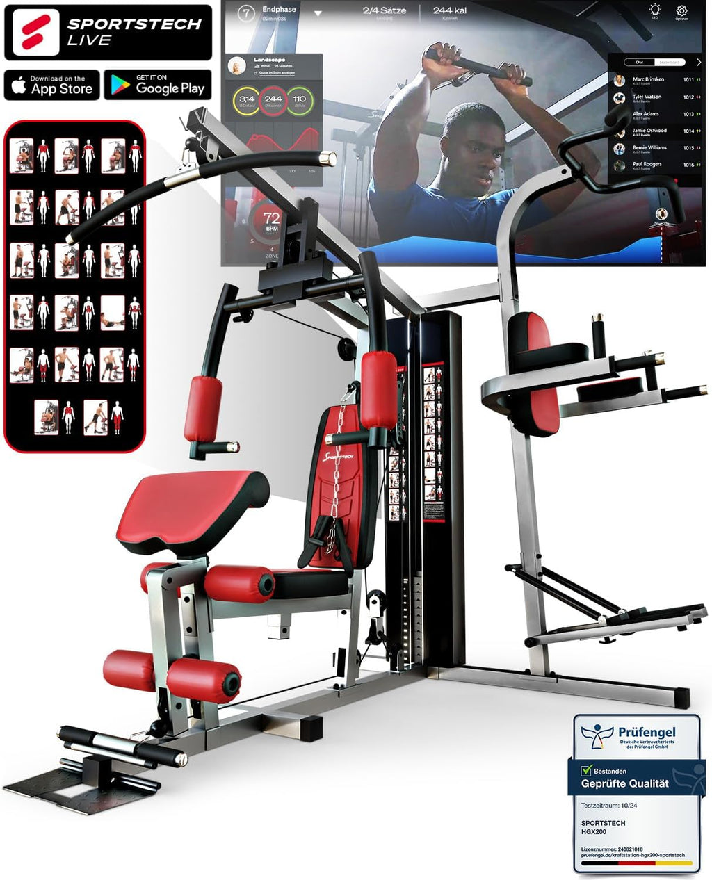 Sportstech HGX200: Multifunktions-Kraftstation mit Stepper, Beinpresse & Powertower ✨
