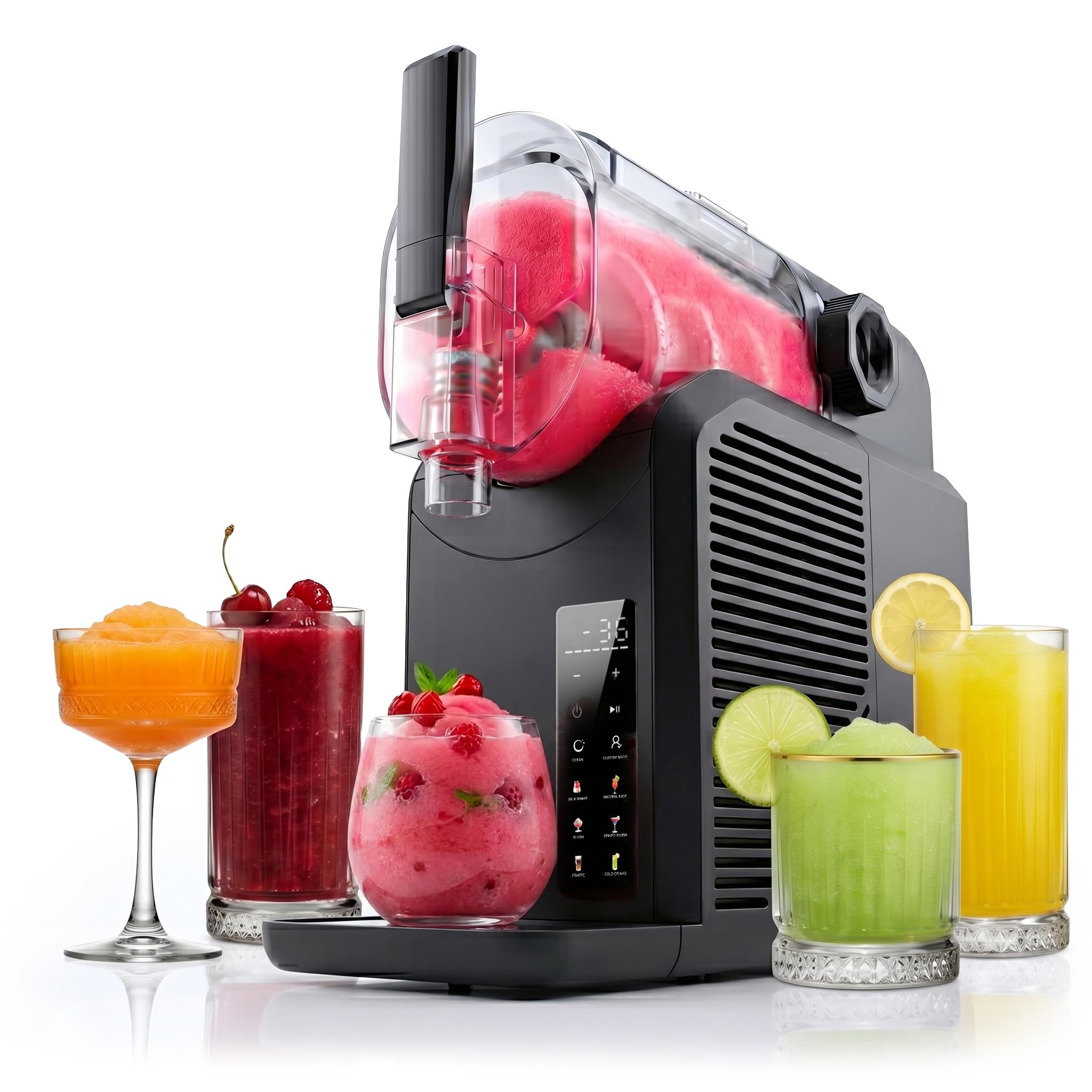 Seeger MultiCream Ice Cream Maker, 1.5 L, 10 Functions for Ice, Sorbet, Gelato, Milkshakes, Slushi & Frozen Yogurt, Mix-In Function, Includes 3 Containers, Touch Screen, BPA-Free, 800 W