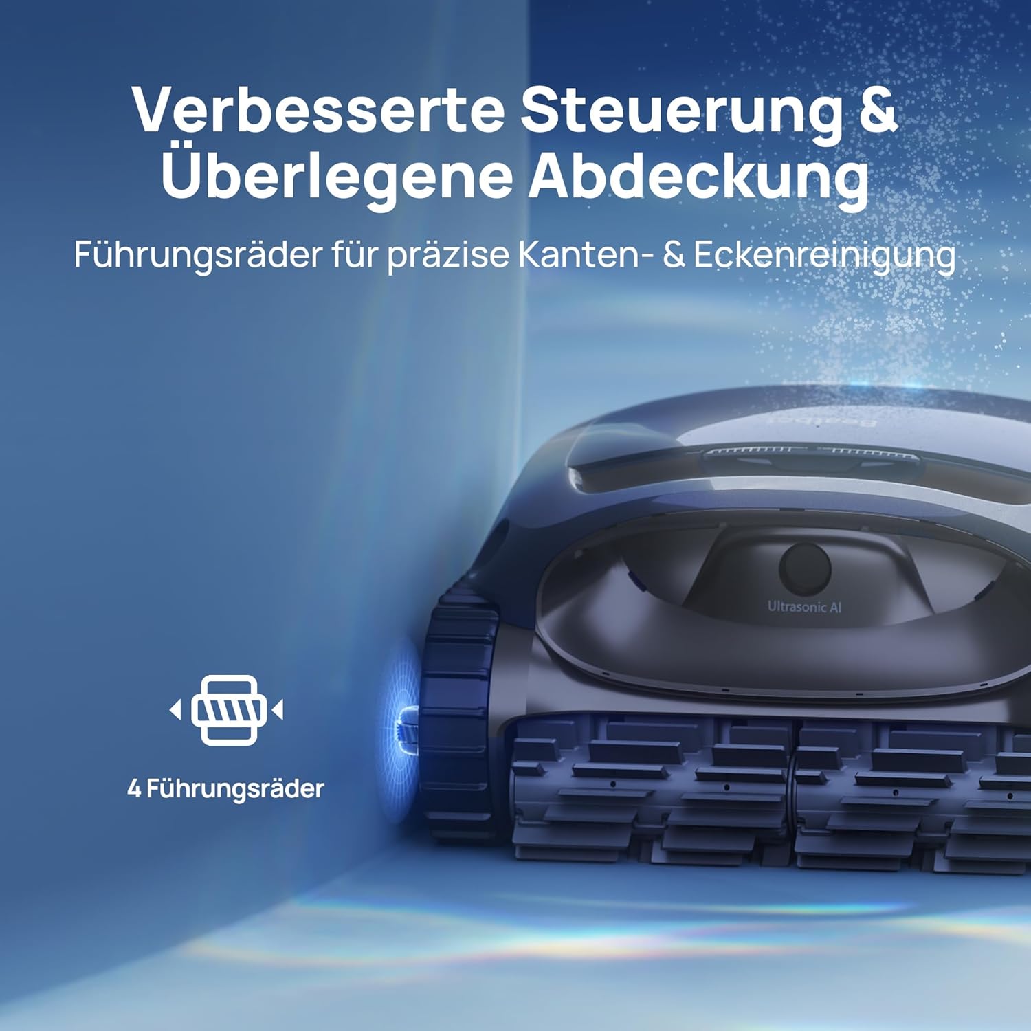 Beatbot AquaSense 2 Akku Poolroboter, Boden & Wand, Wasserlinie doppelt, bis 300㎡, Midnight Blue