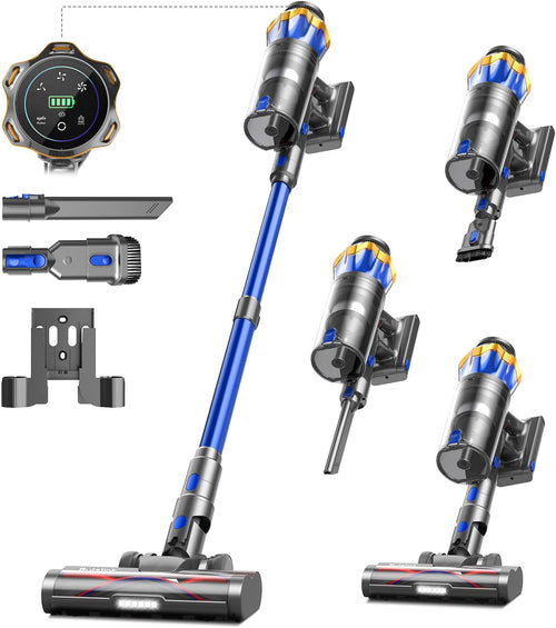 Battery Vacuum Cleaner 45000 Pa/550 W/65 Min, 1.6 L Wireless Vacuum Cleaner with Display, Anti-Tangle Brush, Self-Standing, Wall Charging Station, 8-Layer Filtration, Ultra Quiet, for Pet Hair/Carpets/Hard Floors/Car
