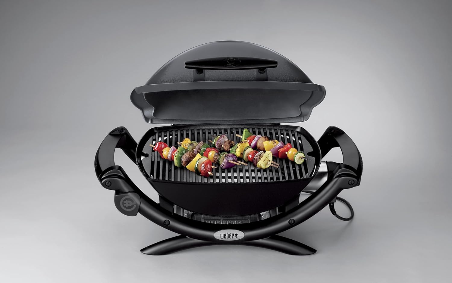 Weber Q 1400 Elektrogrill | Tragbarer Stadtgrill, Gusseisenrost, Schnellheizelement, 43 x 32 cm Grillfläche, Abnehmbare Auffangschale, 1,8 m Netzkabel