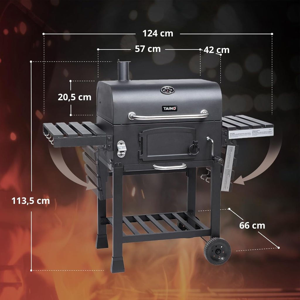 TAINO Hero XL BBQ Smoker Barbecue Trolley Charcoal Grill Fire Stand Grill Smoker Oven Accessories Cast Iron