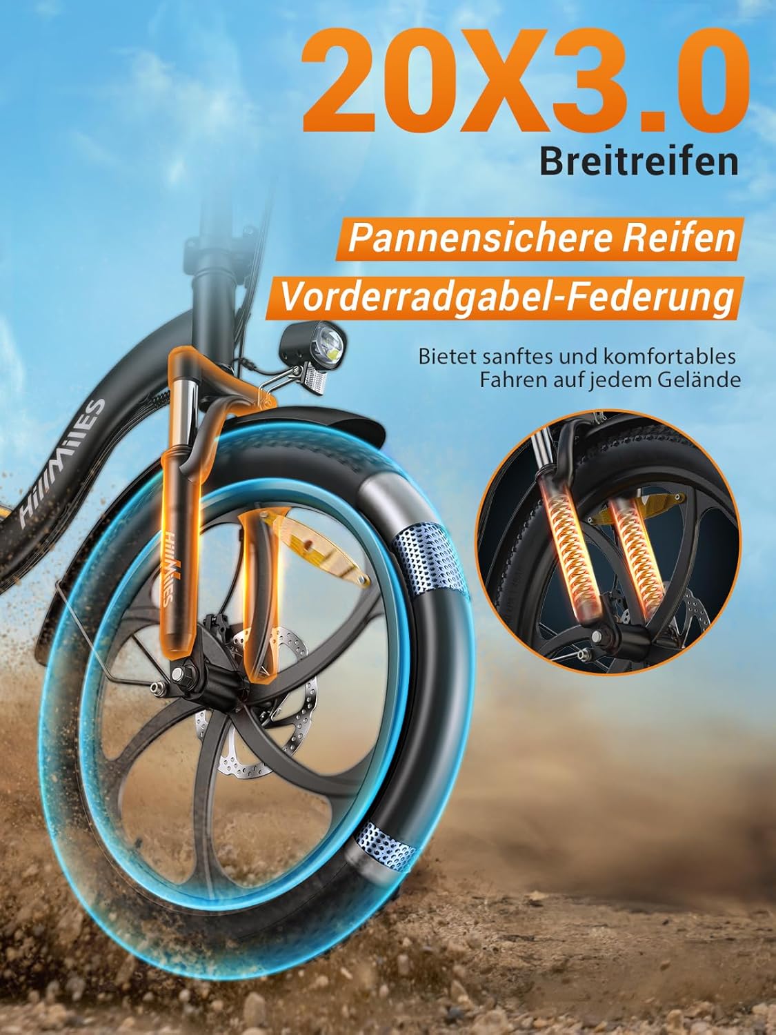 MilePort 1 Electric Bicycle for Adults, 250 W Folding Electric Bicycle with 36 V 13 Ah Removable Battery, Speed 25 km/h and Range 100 Km, 20 x 3.0 Inch Fat Tyres E-Bikes for City Commuters