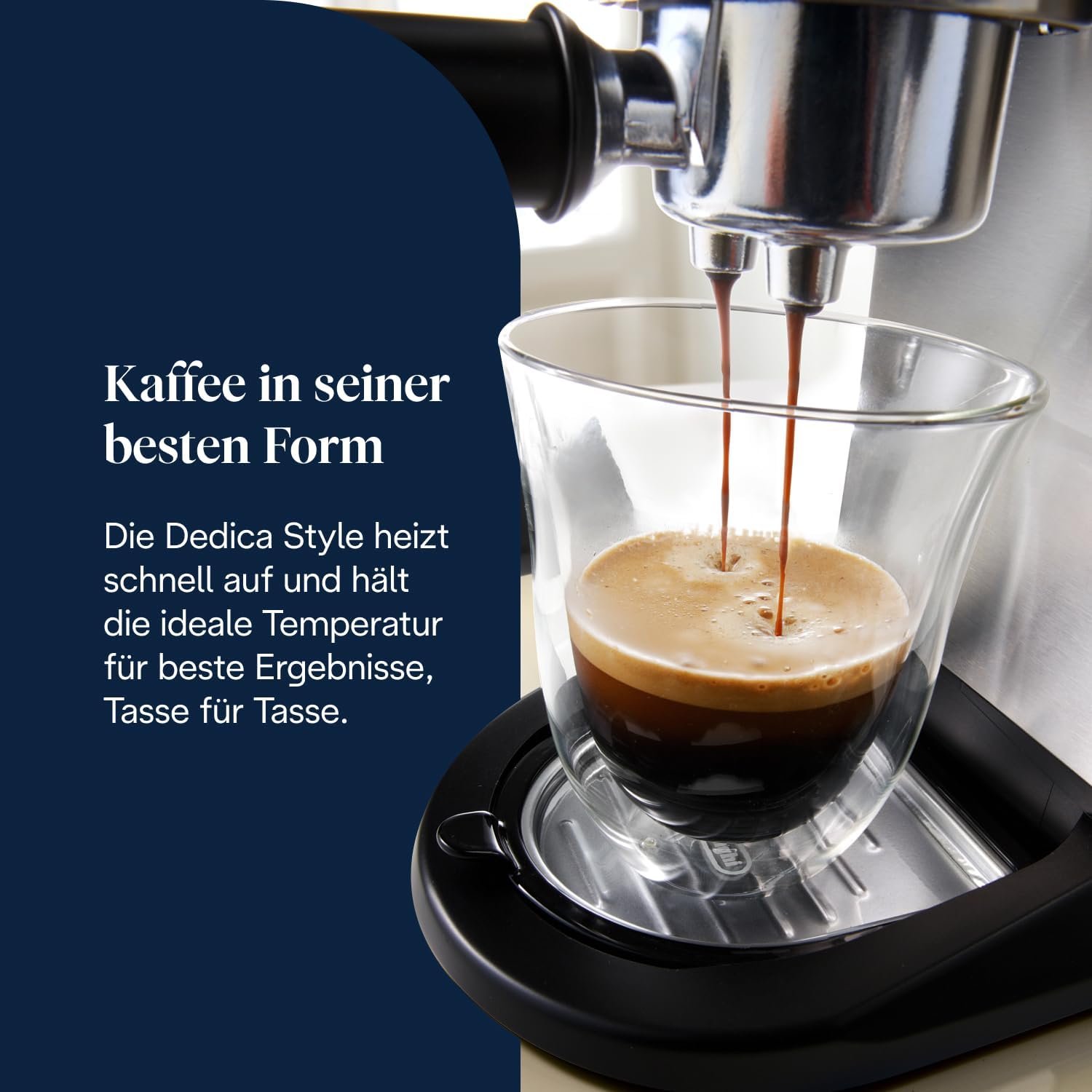 De'Longhi Dedica Style EC 685.M Espresso Filter Holder Espresso Machine with Professional Milk Foam Nozzle 15 cm Wide 1 Litre Water Tank Full Metal Casing E.S.E Pads Silver
