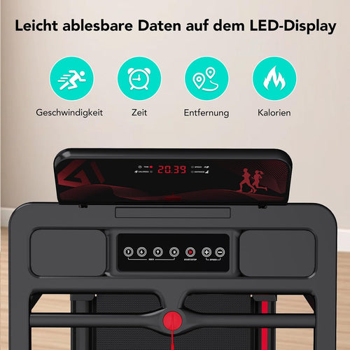 CITYSPORTS Electric Treadmill, Folding Treadmill for Home up to 12 km/h, with LED Display, App and 360° Tablet Holder, Compact Walking Pad for Home and Office