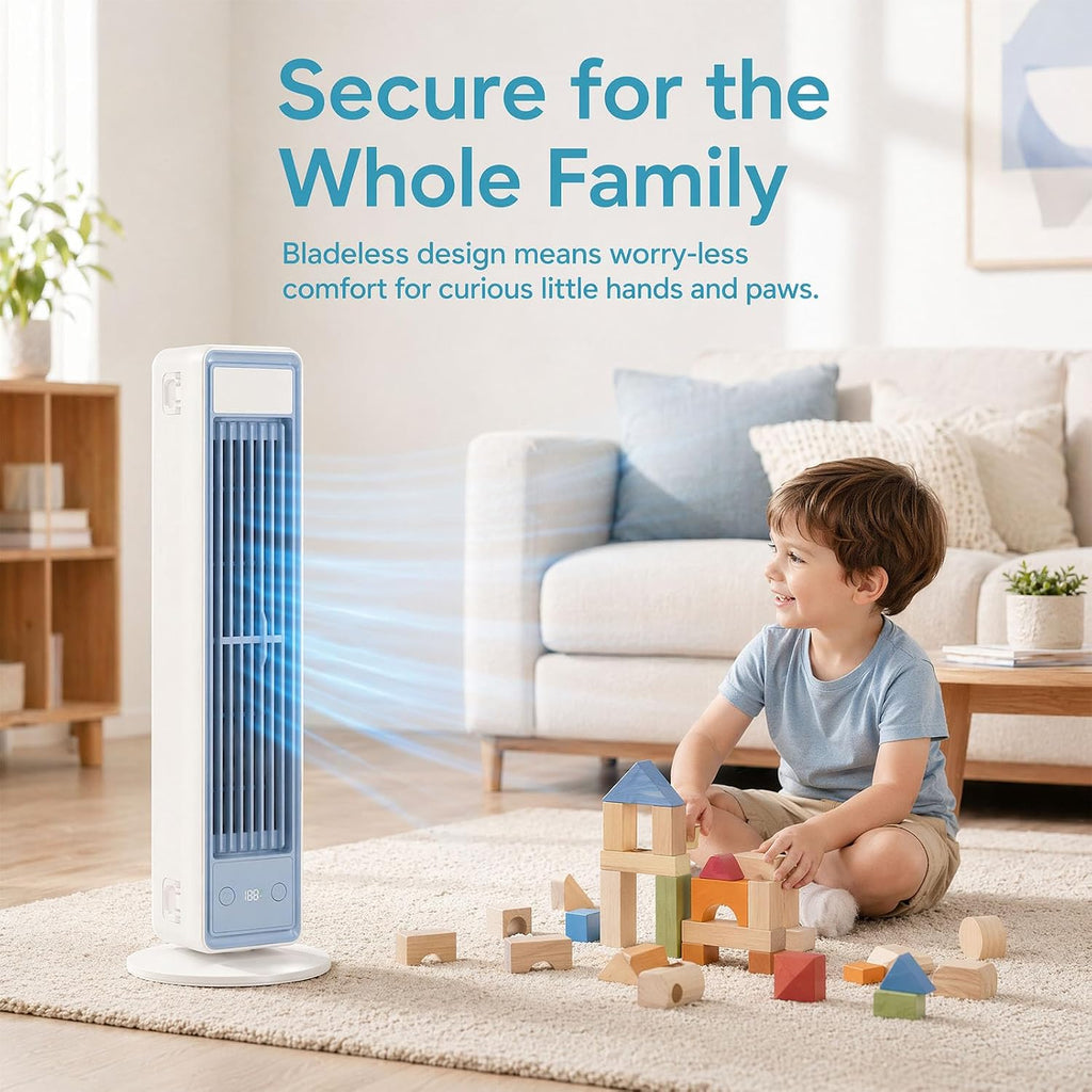 Energy-efficient mobile air cooler, portable air conditioner without exhaust hose, economical fan bladeless, 3 levels, environmentally friendly cooling for home