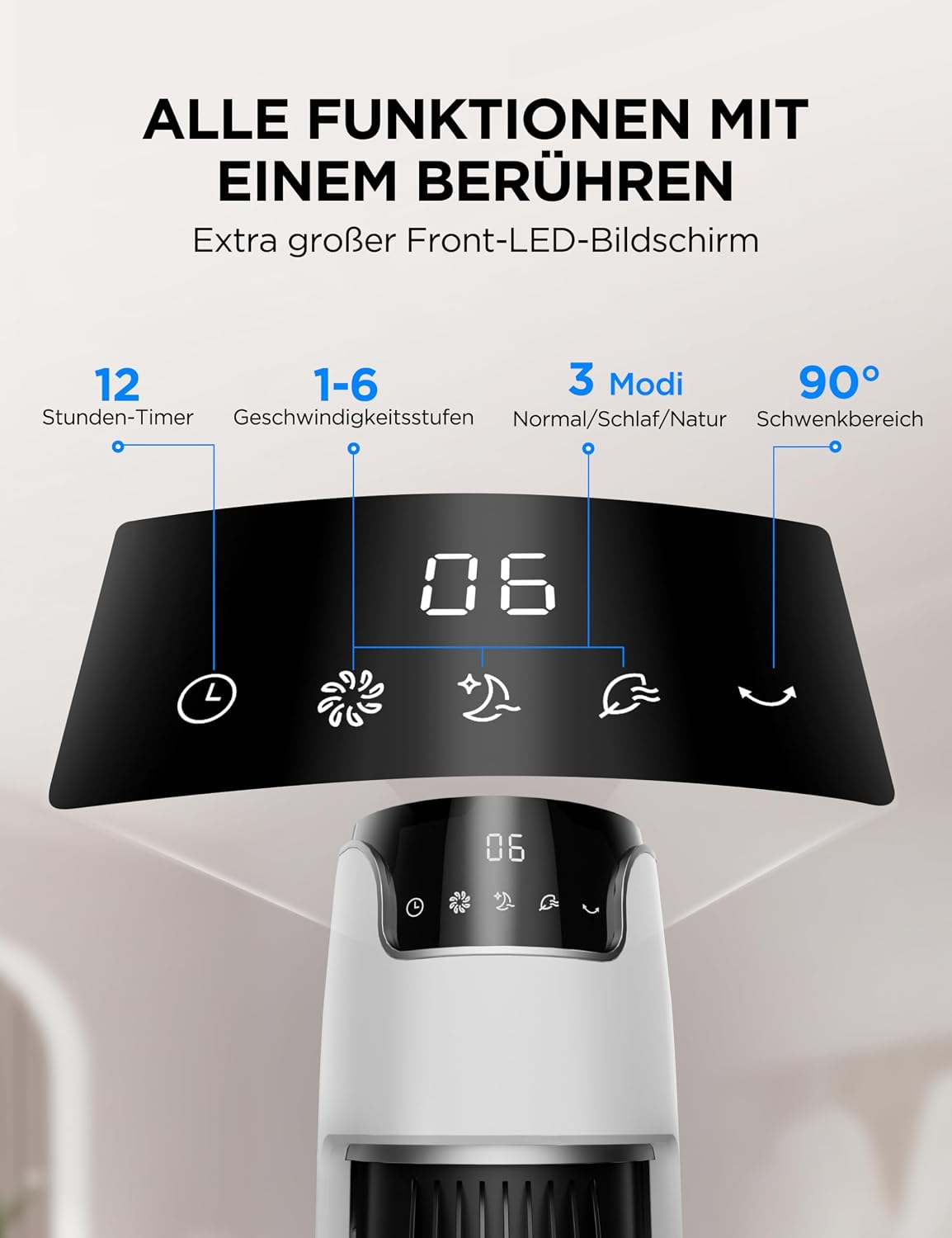 Midea FZ10-16AR Column Fan with Remote Control