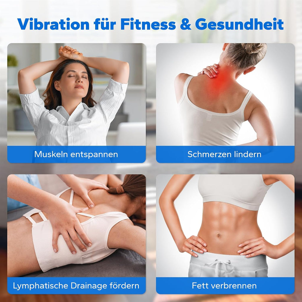 MERACH Vibrationsplatte, Leise und Kompakte Vibrationsplatte für Körperformung und Entspannung mit Komfortabler Silikonpad, LED-Display und Fernbedienung