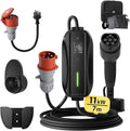 dé Mobile Wallbox/Charging Station 11 kW [3-Phase | 7 m | 6-16 A] with Adjustable Charging Power, Charging Cable CEE 16A to Type 2 and EV Charger for Model Y/3, ID.3/4/5, MG4, EX30, e-up, e-tron, Zoe and Other EV