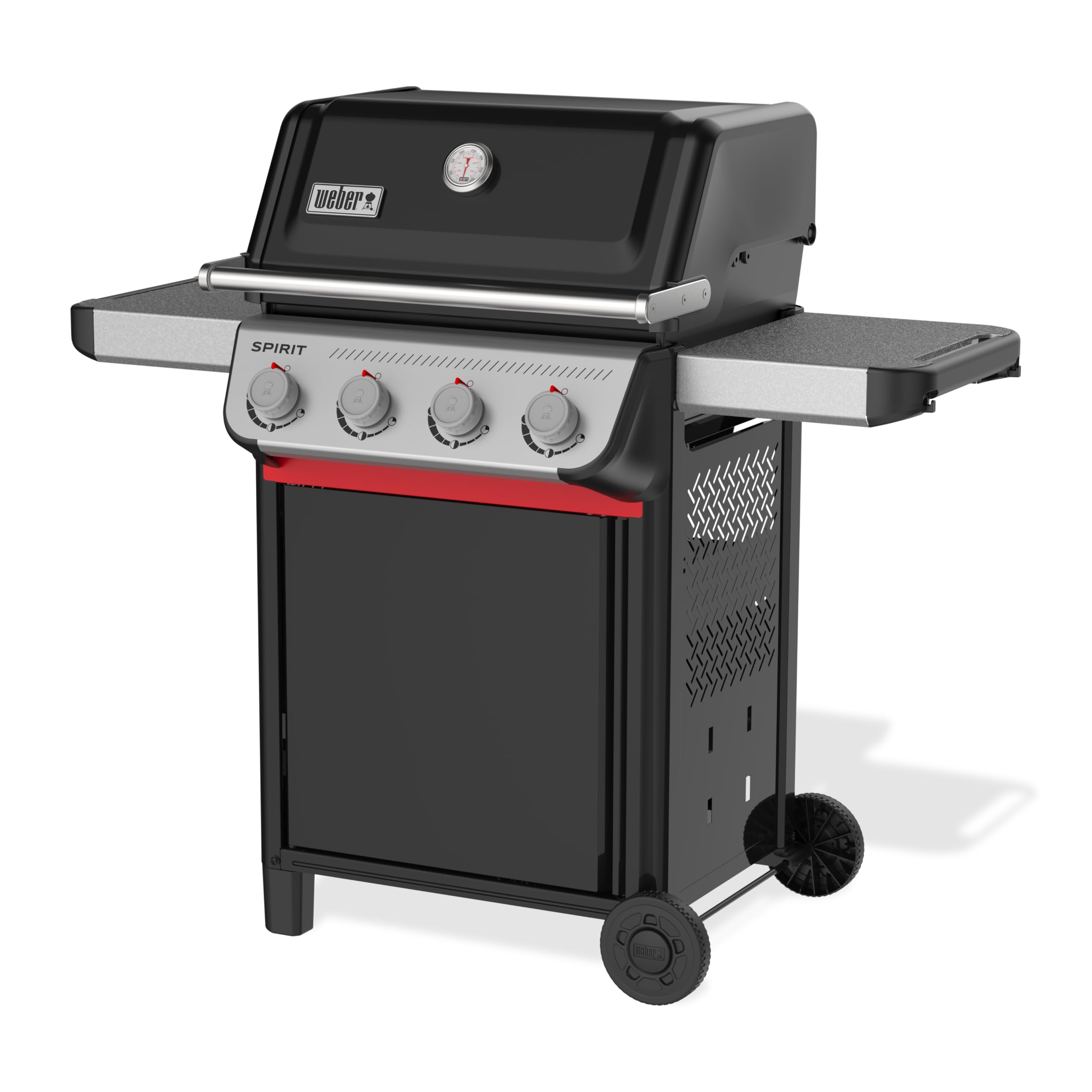 Weber Spirit E-310 Gasgrill | 3 Brenner, Snap-Jet Zündung, Robuste Räder und Warmhalterost, 51 x 46 cm Grillfläche, Weber Works kompatibel, Schwarz/Silber