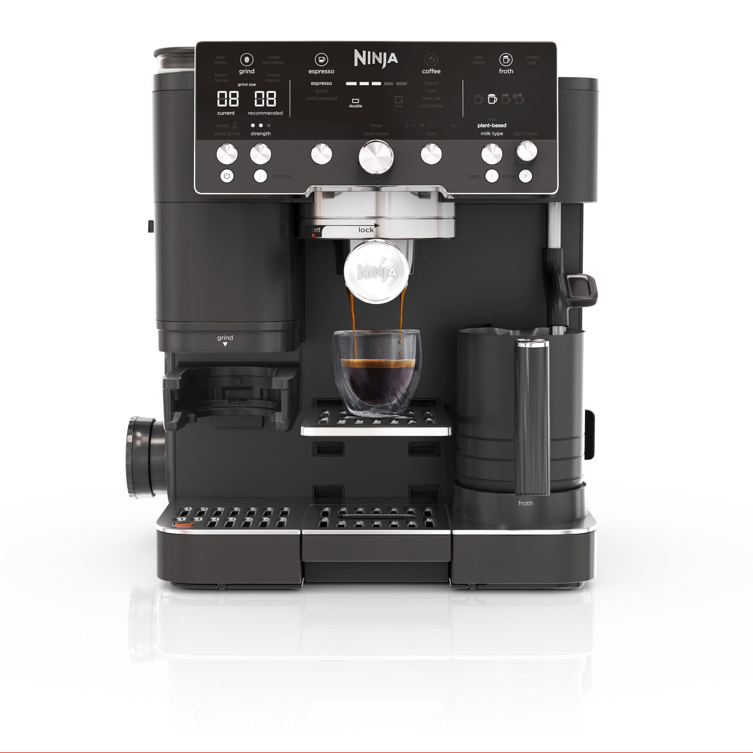 Ninja Luxe Premier 3-in-1 Espresso Cold Brew & Filter Coffee Maker 4 Automatic Foam Settings Grey Metal