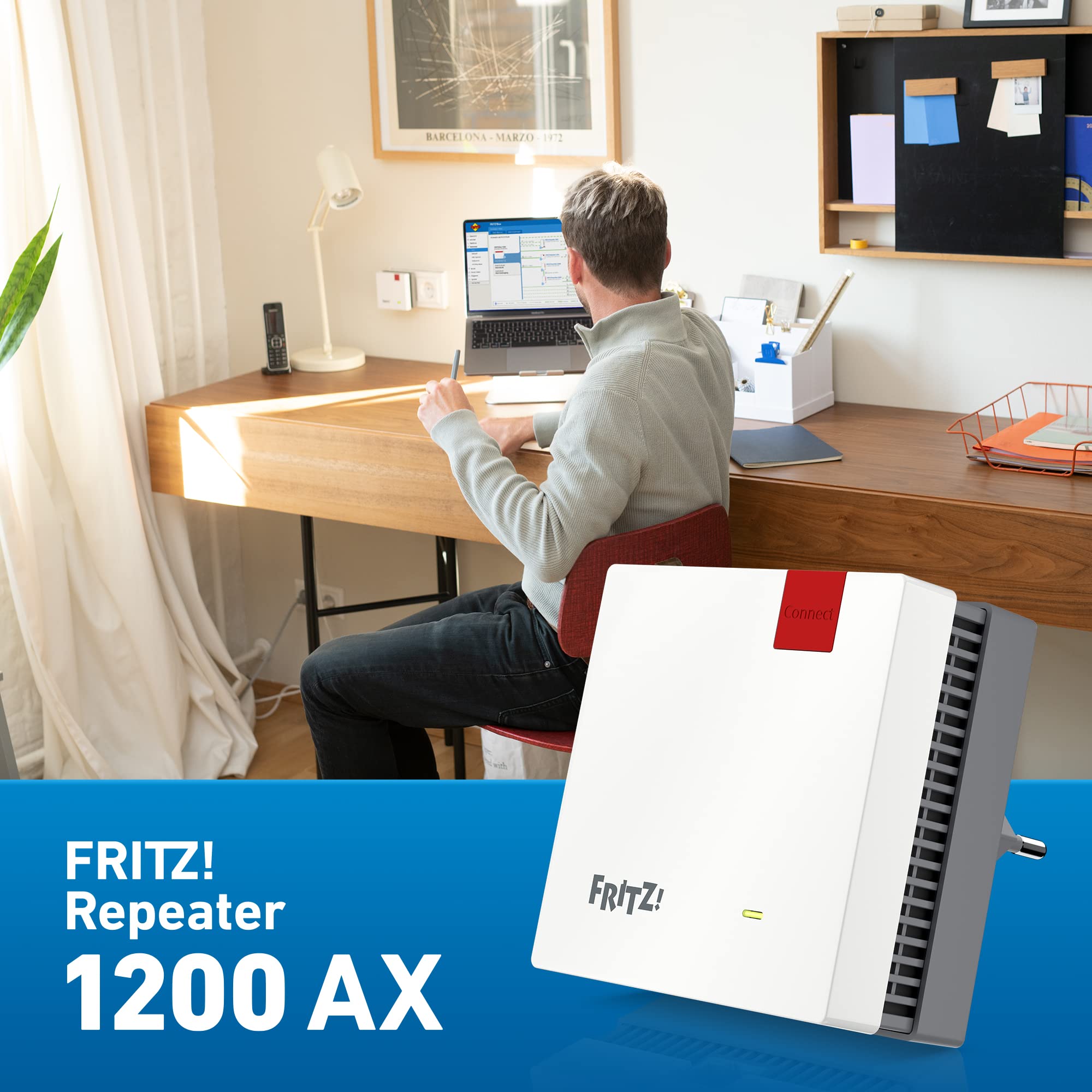 FRITZ!Repeater 1200 AX – Wi-Fi 6 Dualband Repeater mit bis zu 2.400 MBit/so