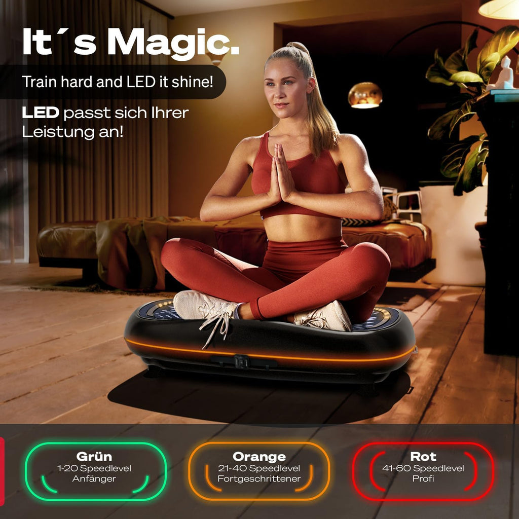 Sportstech 4D Vibrationsplatte: Smart LED, Bluetooth, Fitness & Yoga ✨