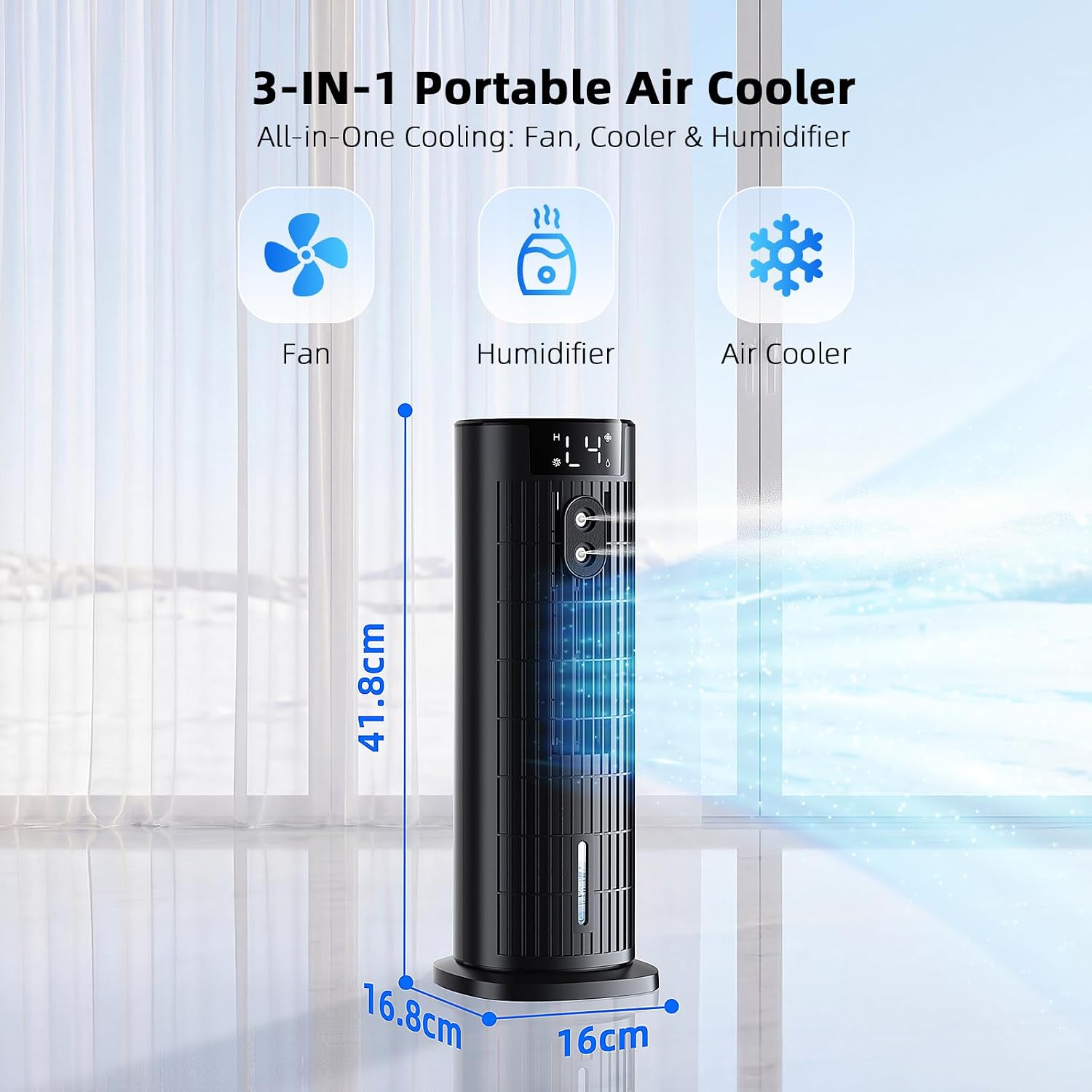 Portable Air Conditioner Without External Ventilation, Matte Black
