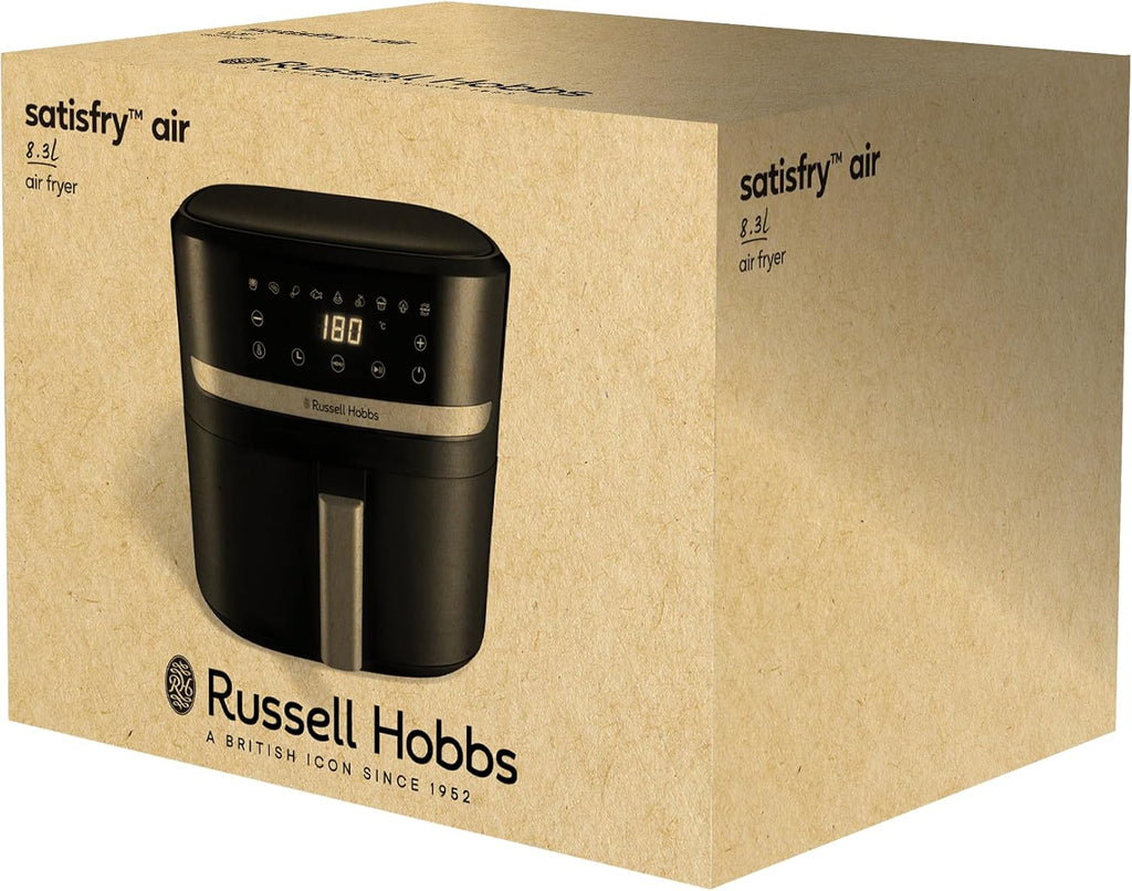 Russell Hobbs SatisFry 27632-56 Hot Air Fryer XXL 8.3 L Compact Housing, Very Quiet, Pizza Diameter 26 cm (9 Programmes, Dishwasher Safe, Fryer without Oil, TouchScreen, Grilling, Baking)