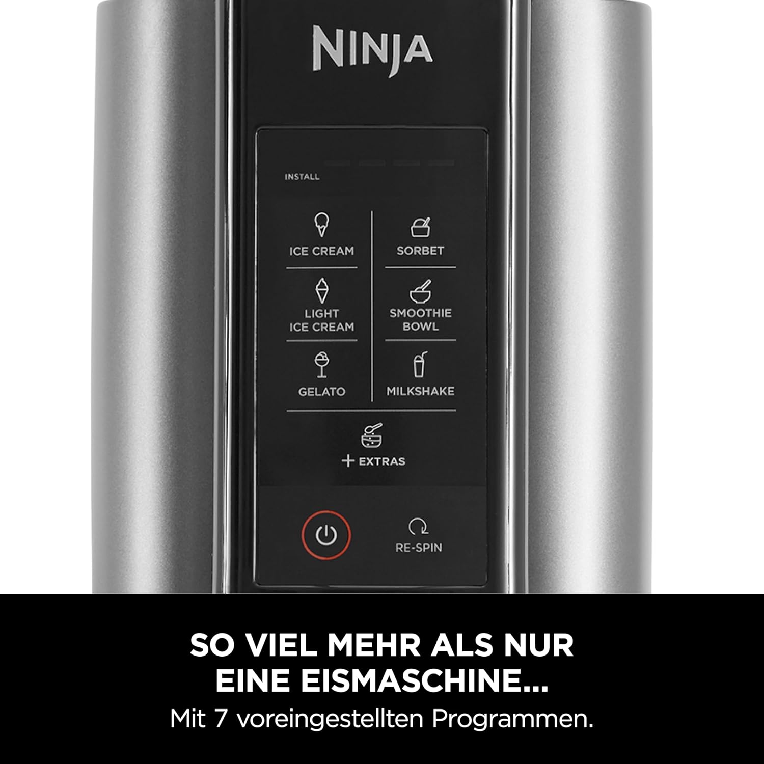 Ninja CREAMi Ice Cream Maker & Dessert Machine with 2 Containers, 7 Programmes, Making Ice Cream, Gelato, Sorbet, Smoothie Bowls, Milkshakes and More, 1.4 L, Black/Silver, NC302EU