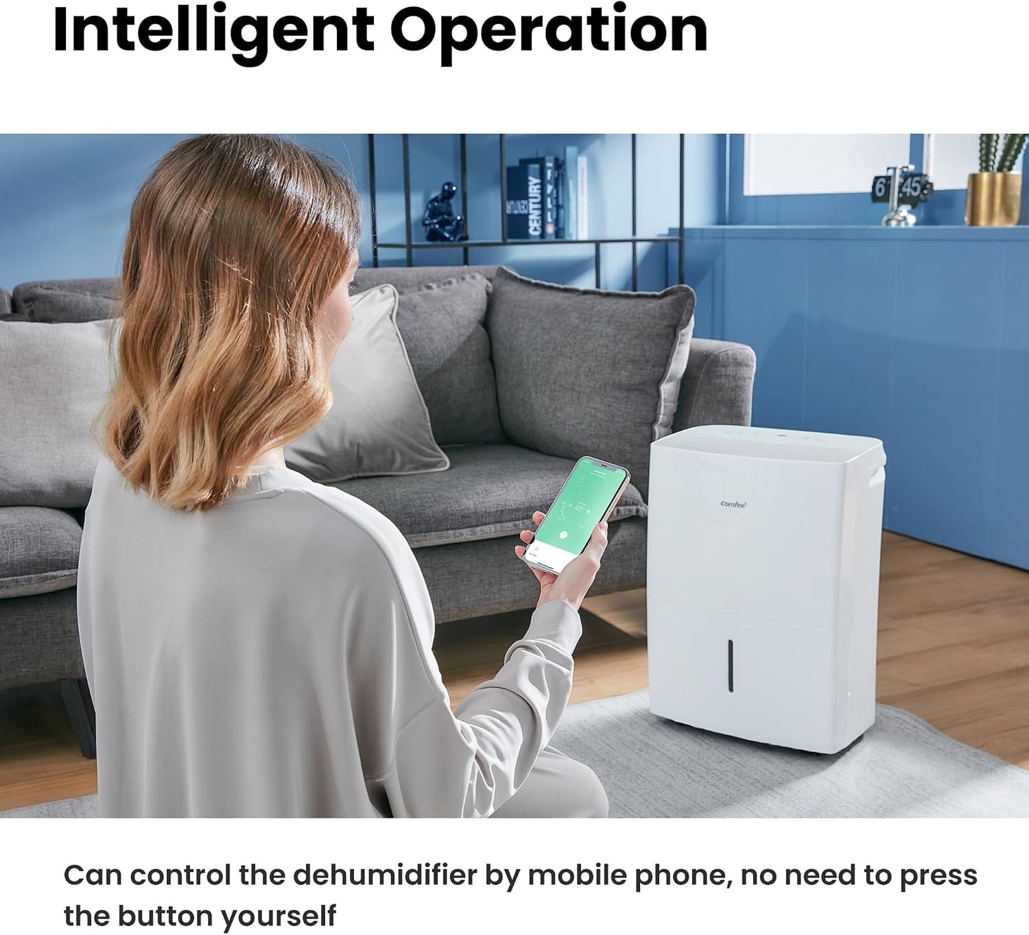Comfee Dehumidifier 20L/24h, Room size approx. 100m³ (40m²), APP-compatible, Smart mode, 24-hour timer, 3L water tank, Against moisture, MDDF-20DEN7-WF