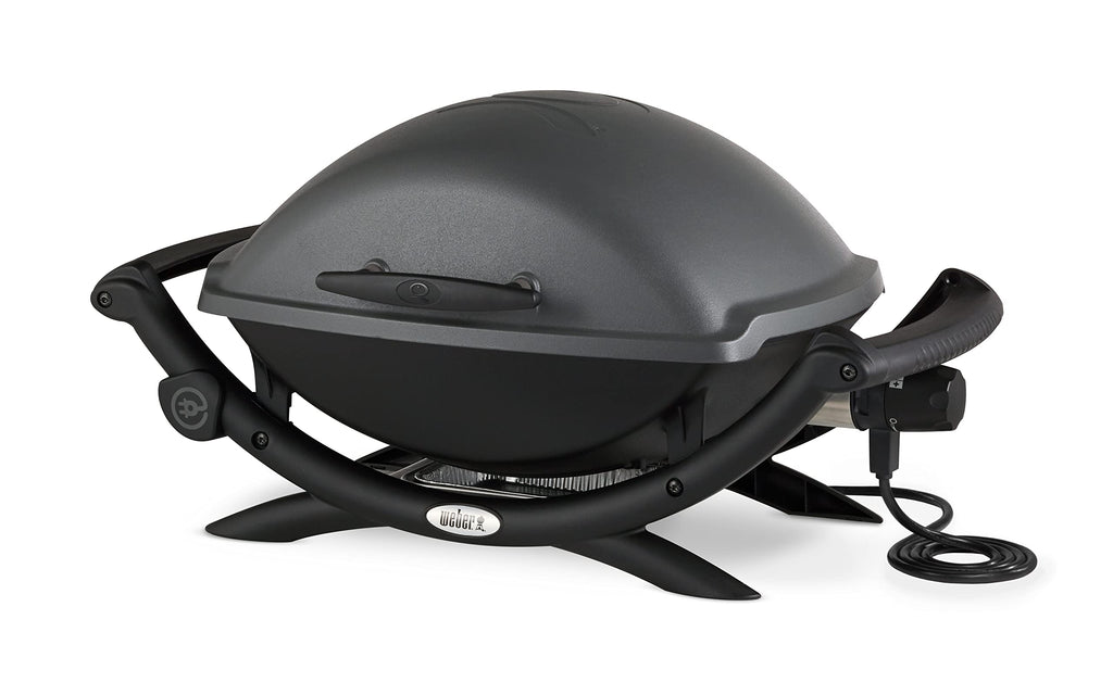Weber Q 1400 Elektrogrill | Tragbarer Stadtgrill, Gusseisenrost, Schnellheizelement, 43 x 32 cm Grillfläche, Abnehmbare Auffangschale, 1,8 m Netzkabel