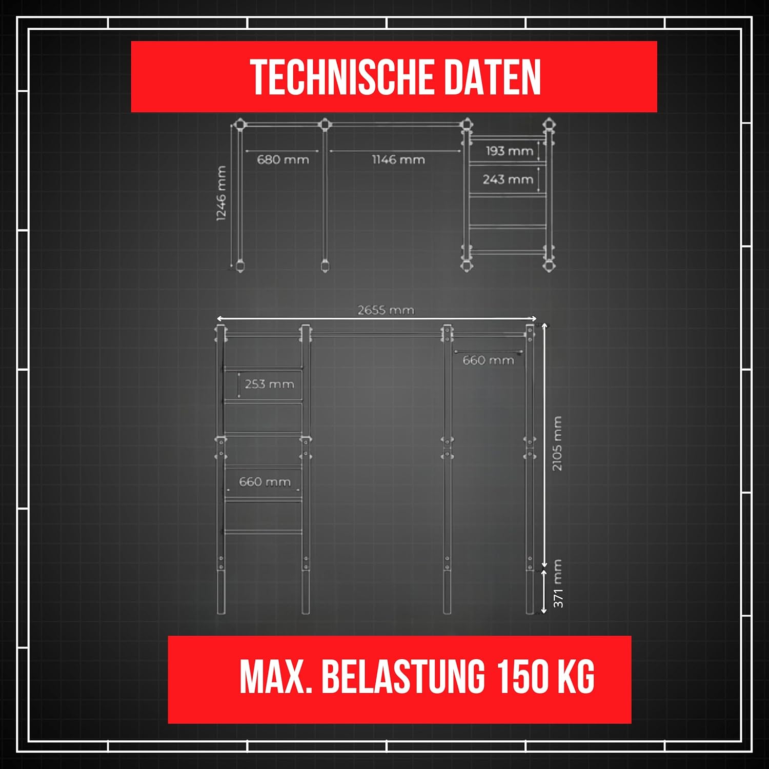 K-Sport Calisthenics Turnstange: Wetterfeste Garten-Kraftstation mit Hangelleiter ✨