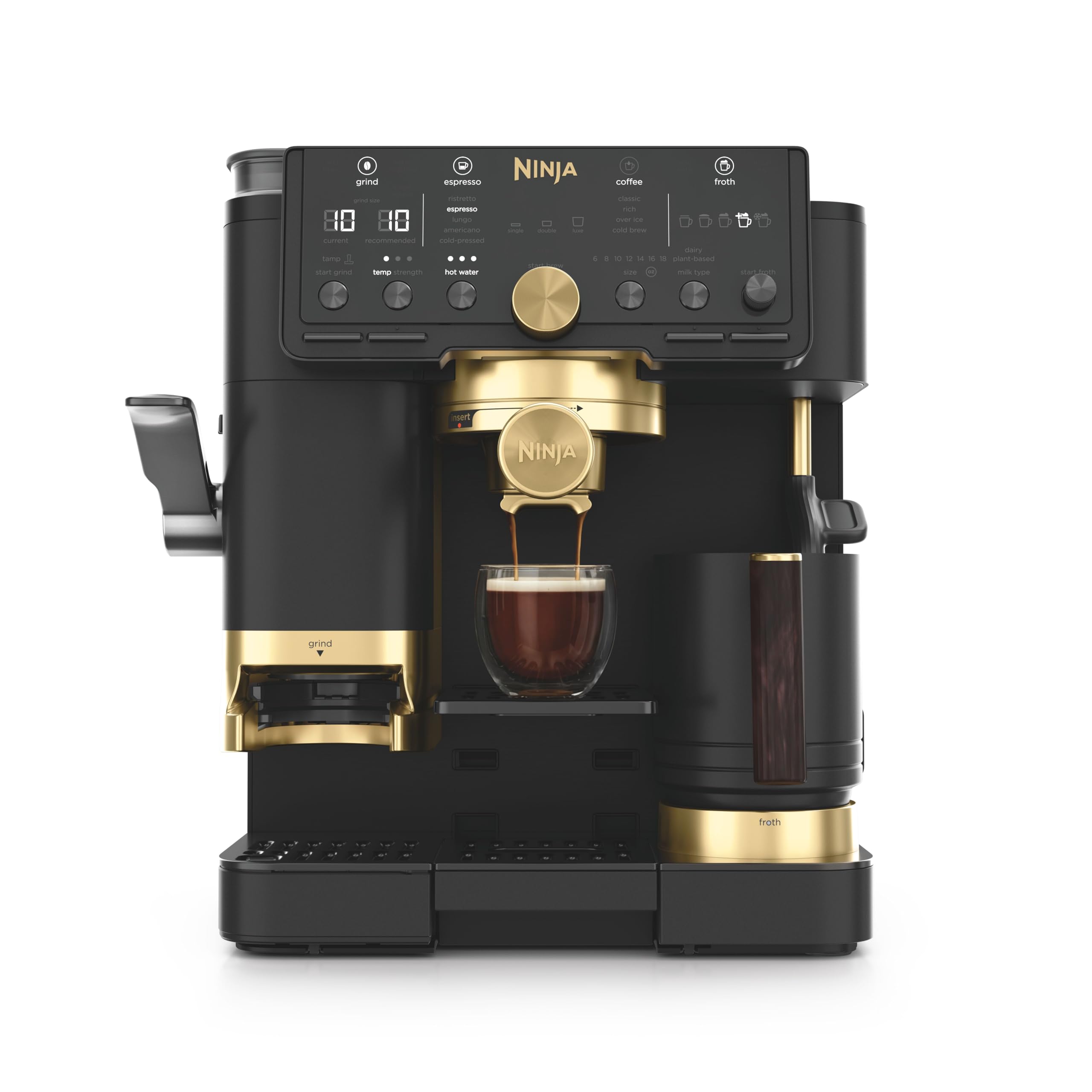 Ninja Luxe Premier 3-in-1 Espresso Cold Brew & Filter Coffee Maker 4 Automatic Foam Settings Grey Metal
