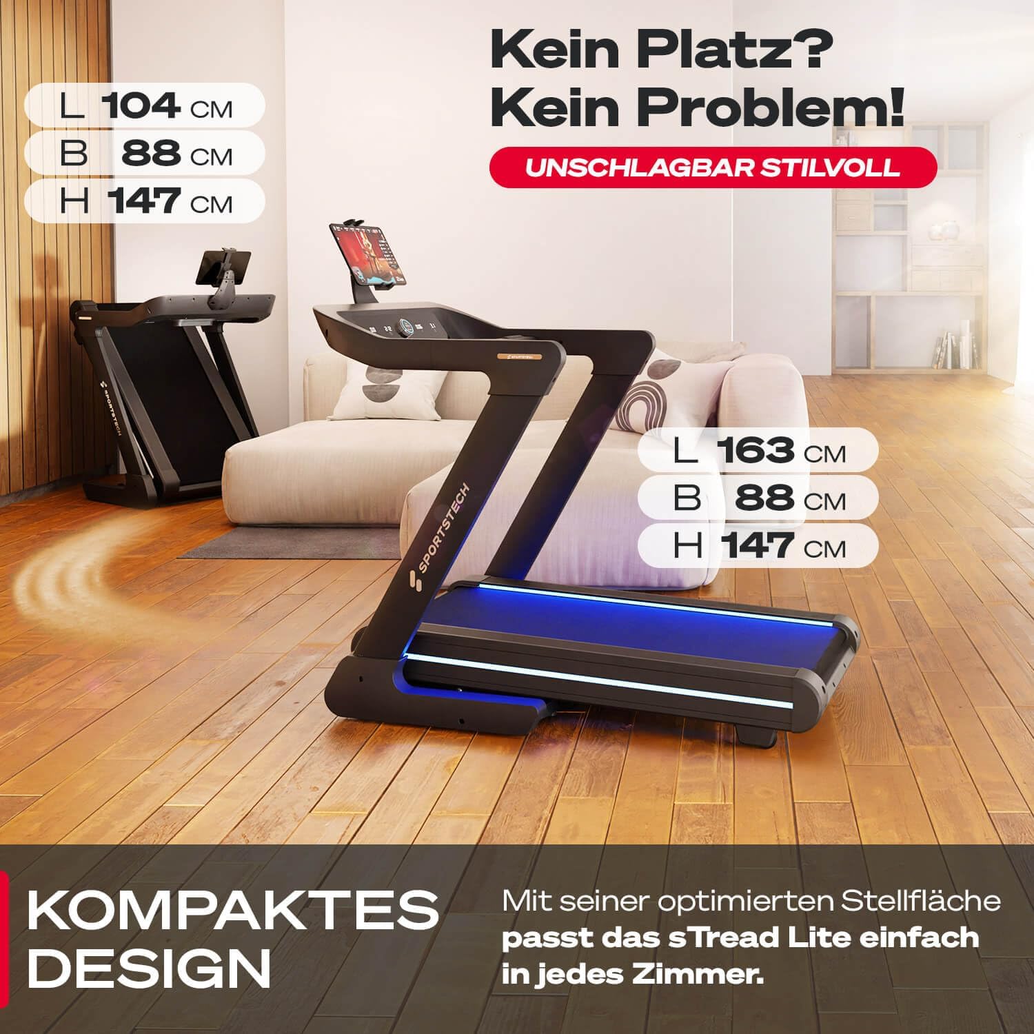 Sportstech sTread Pro/Lite: Klappbares Laufband, 20 km/h, 17 % Steigung ✨
