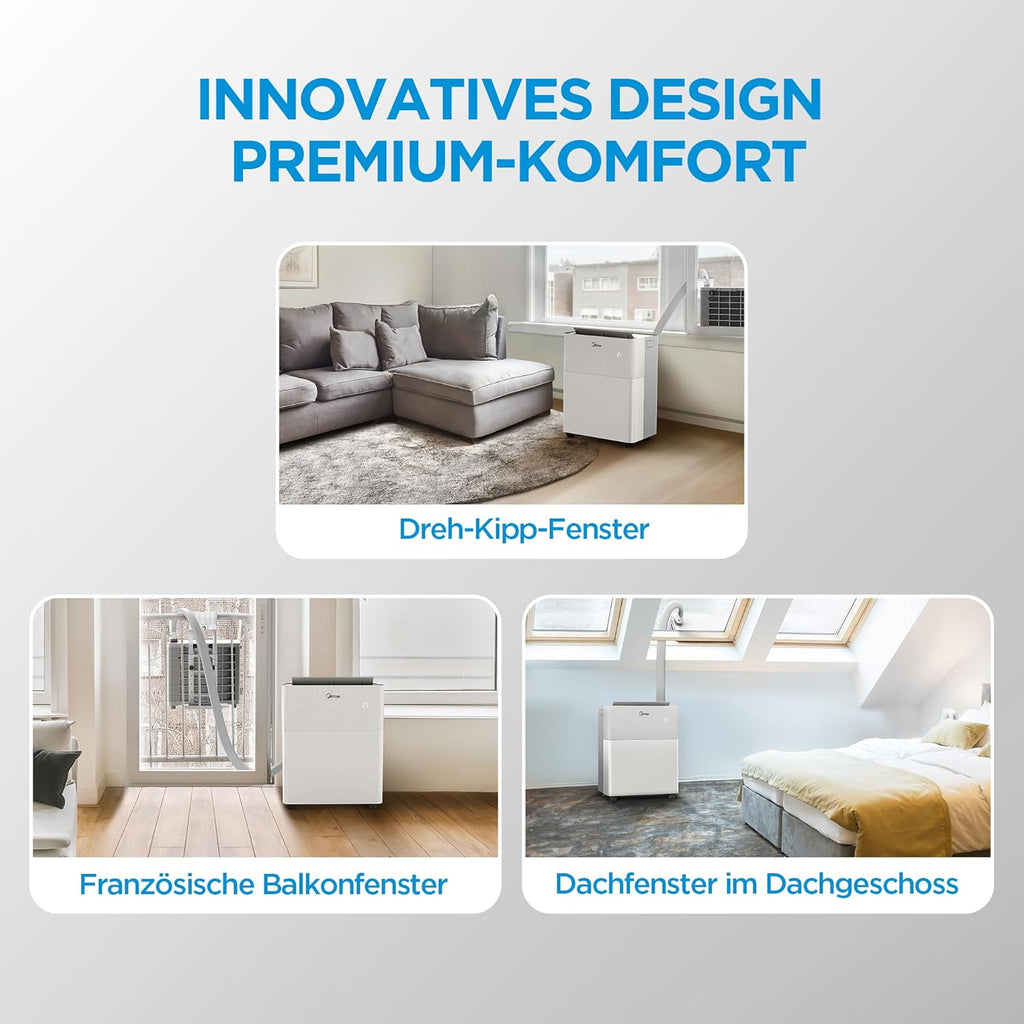 Midea PortaSplit-E Mobile Air Conditioner, Cooling A++/Heating A+, 12000 BTU 3.5 kW, Mini Split Air Conditioning, Peach, for Rooms up to 42 m² / 105 m³, Only 39 dB(A) in Silent Mode [Energy Class A++]