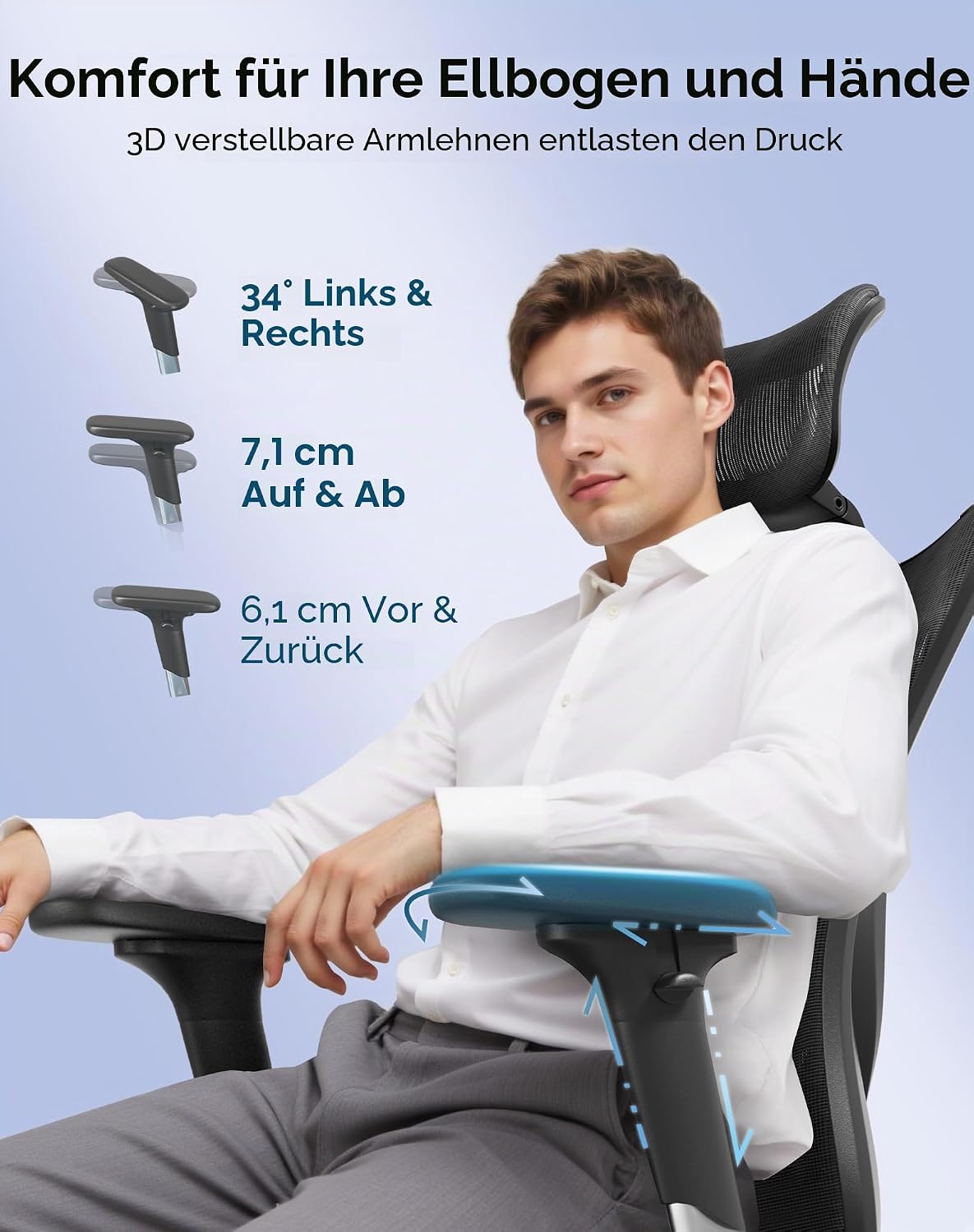 SIHOO Ergonomic Desk Chair, Swivel Chair with Adjustable Lumbar Support, Headrest and Armrest, Height Adjustment and Rocker Function, Back-Friendly, Office Chair Load Capacity: up to 150 kg (330 lbs)