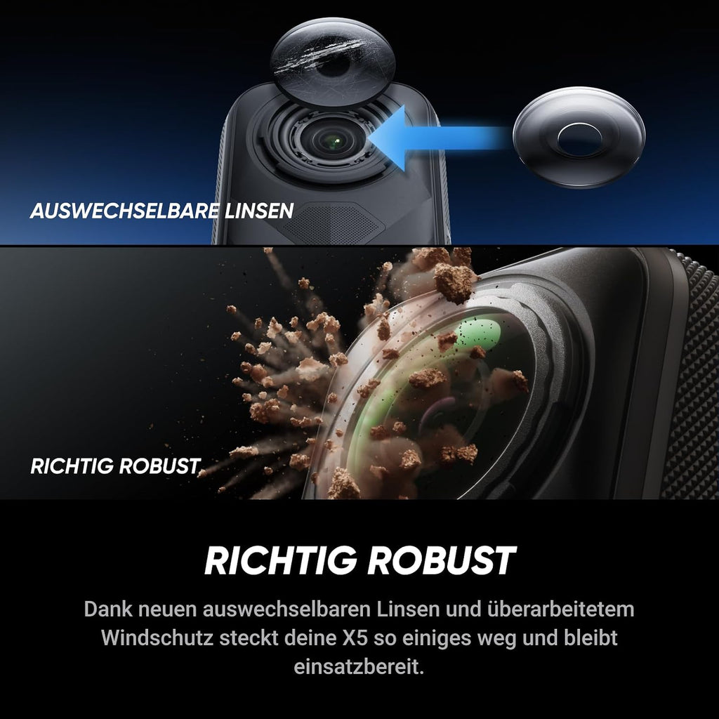 Insta360 X5 Must-Have Bundle, Waterproof 8K 360° Camera, Low Light Lead, Invisible Selfie Stick Effect, Robust & Replaceable Lenses, 3 Hour Battery, Integrated Wind Protection, Stabilisation