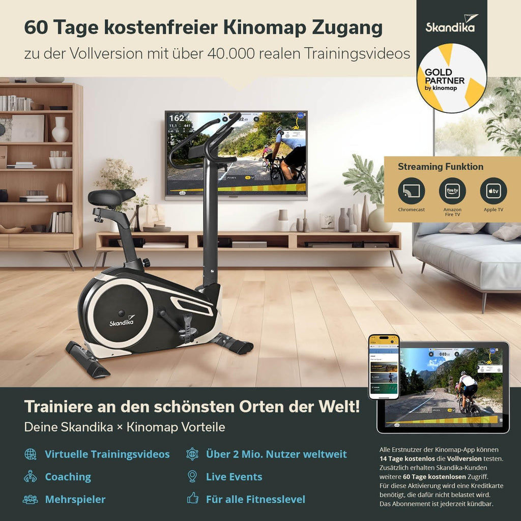 Skandika Morpheus: Ergometer mit App‑Steuerung, Pulsgurt und Tablethalter✨
