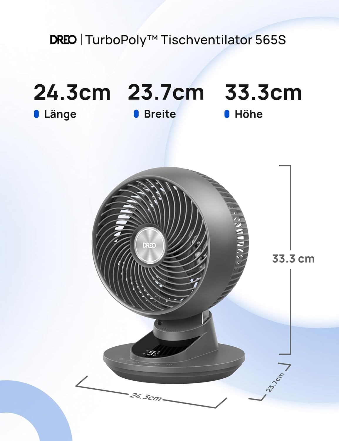 DREO 3D Table Fan, Very Quiet, 22 dB, Small Fan with Remote Control, 8.8 m/s Strong Airflow, 90° Oscillation, App & Voice Control, 9 Levels, 8/12h Timer for Bedroom and Office