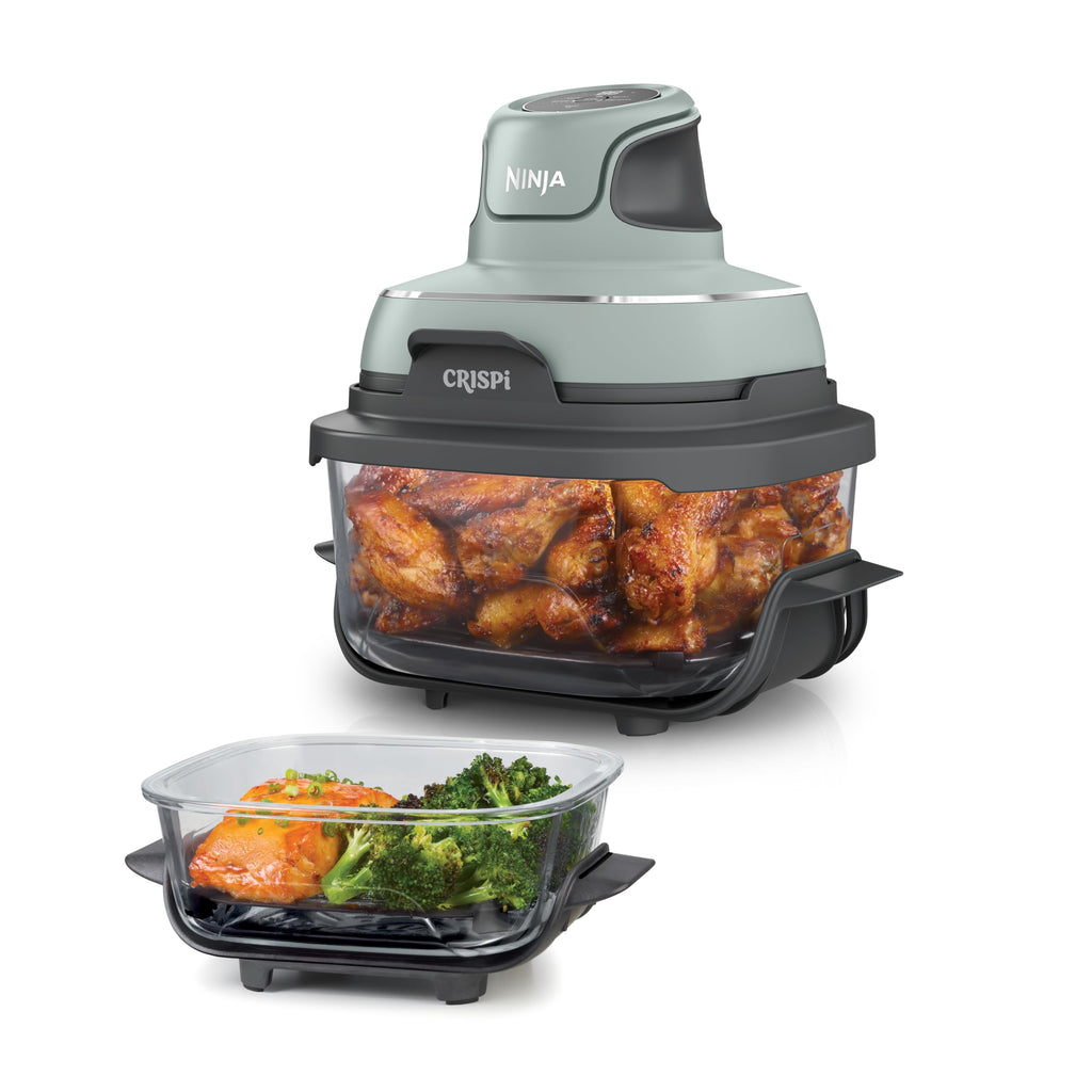 Ninja CRISPi Portable Air Fryer Hot Air Fryer, 3.8L, 4-in-1: Hot Air Frying, Roasting, Keeping Warm, Recrisp, Compact, 6 Servings, 2 Removable Glass Containers & Lid, 1700W, Stein FN101EUST