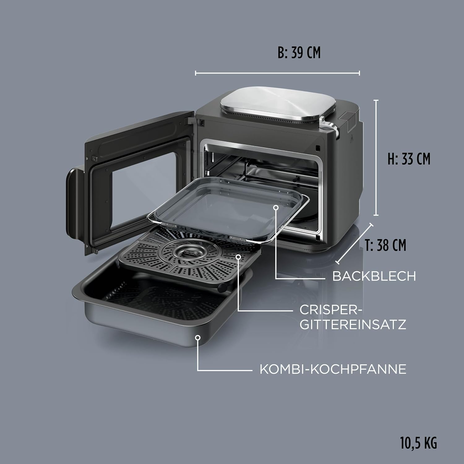 Ninja Combi 12-in-1 Multikocher, Ofen & Heißluftfritteuse, 12 Kochfunktionen, Air Fryer & Grillen Zubereitung in 15 Min*, mit Backblech, Pfanne, Crisper Gittereinsatz, Rezeptanleitung, Grau, SFP700EU.