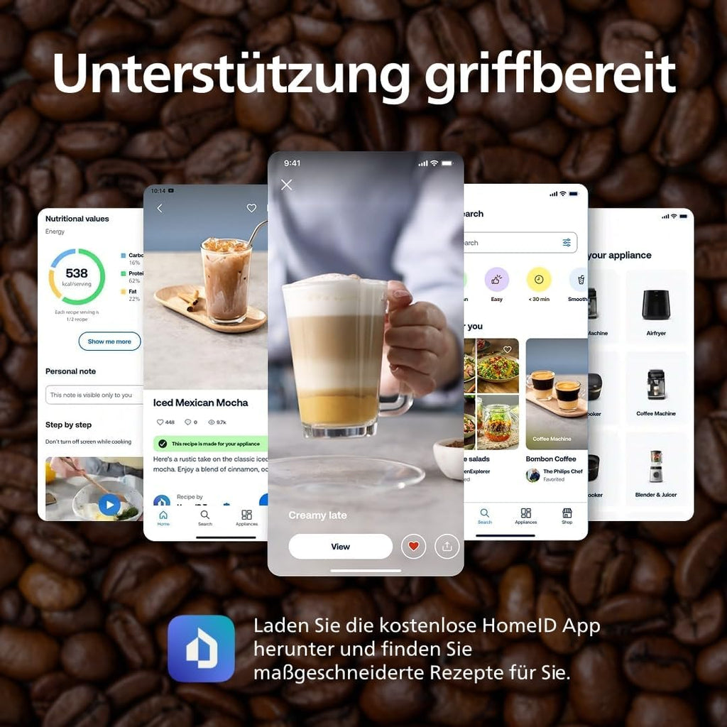 Philips 2200 Series Fully Automatic Coffee Machine, 2 Types of Coffee, Classic Milk Frother, Intuitive Touch Display, 100% Ceramic Grinder, Matt Black (EP2220/10)
