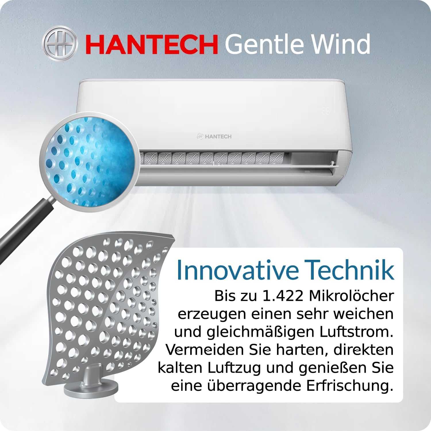 HANTECH H-PRO Split Air Conditioner 12000 BTU for Rooms up to 45 m² as a Complete Set with Copper Lines - Air-to-Air Heat Pump Technology - Smart Home Compatible, WiFi - Heating, Cooling, Dehumidifying