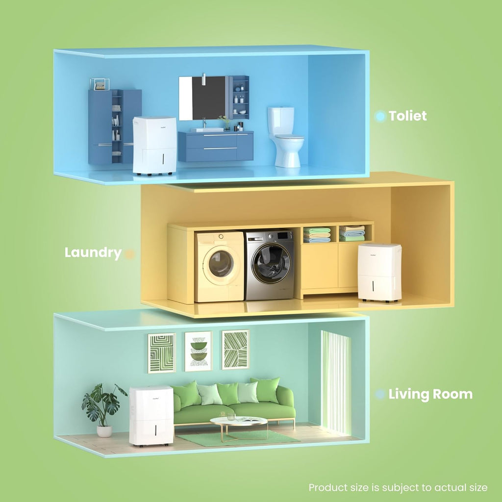 Comfee Dehumidifier 20L/24h, Room size approx. 100m³ (40m²), APP-compatible, Smart mode, 24-hour timer, 3L water tank, Against moisture, MDDF-20DEN7-WF
