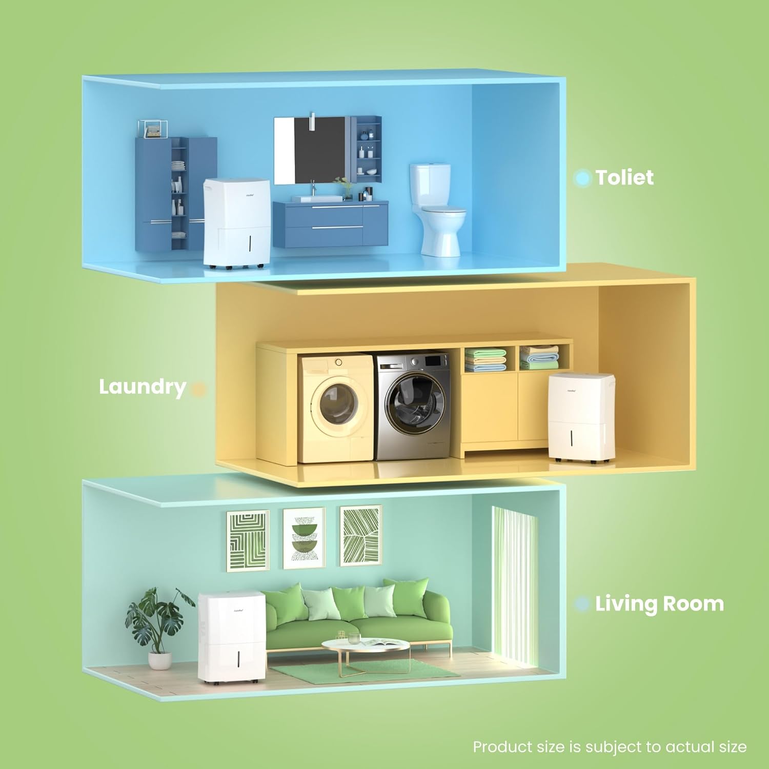 Comfee Dehumidifier 20L/24h, Room size approx. 100m³ (40m²), APP-compatible, Smart mode, 24-hour timer, 3L water tank, Against moisture, MDDF-20DEN7-WF