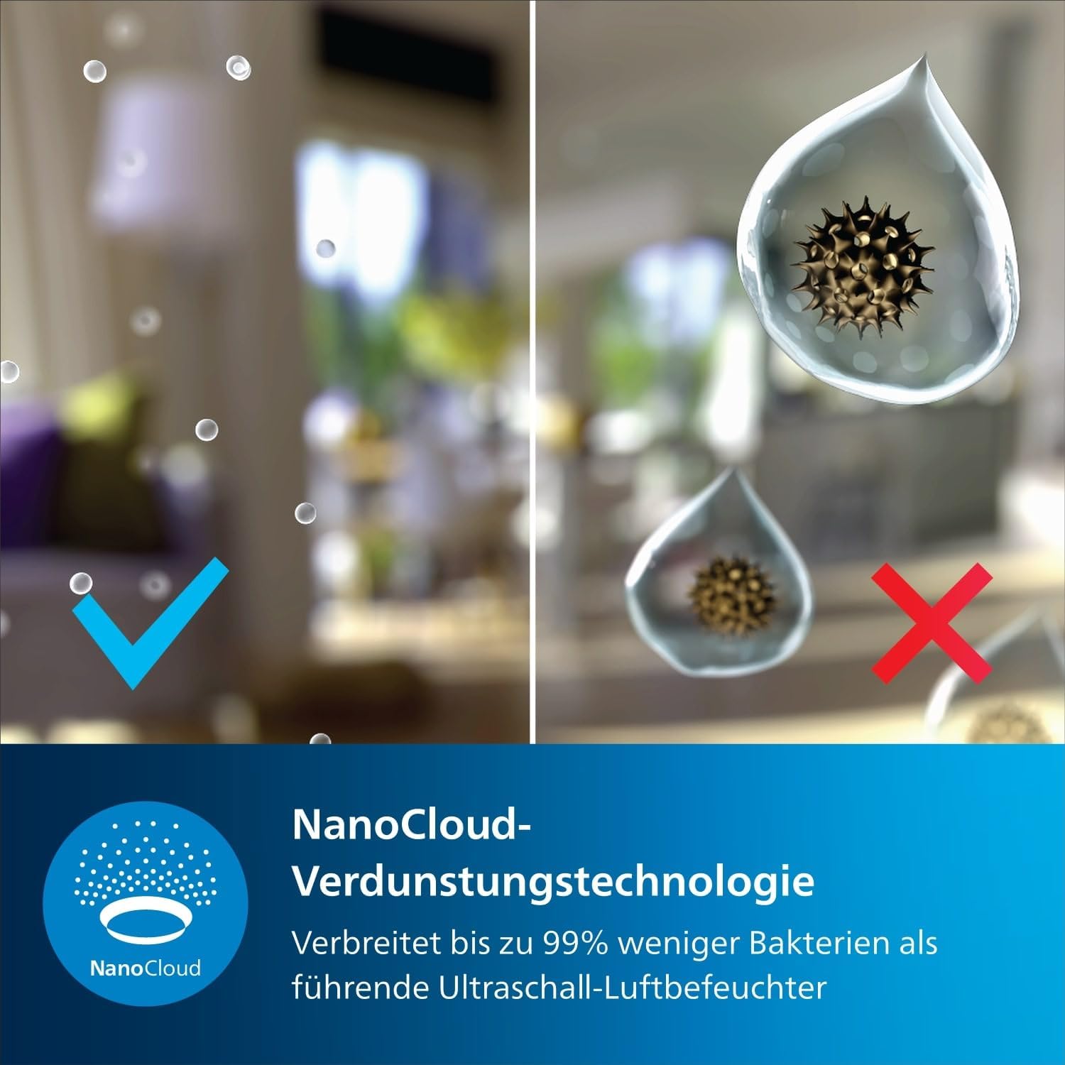 Philips 3000 Series HU3918/10 Humidifier, For Up To 45 m², Hygienic NanoCloud Technology, Quiet Night Mode, Automatic Mode, 3 Litre Water Tank, Black
