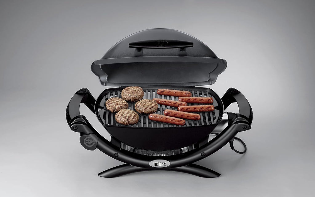 Weber Q 1400 Elektrogrill | Tragbarer Stadtgrill, Gusseisenrost, Schnellheizelement, 43 x 32 cm Grillfläche, Abnehmbare Auffangschale, 1,8 m Netzkabel