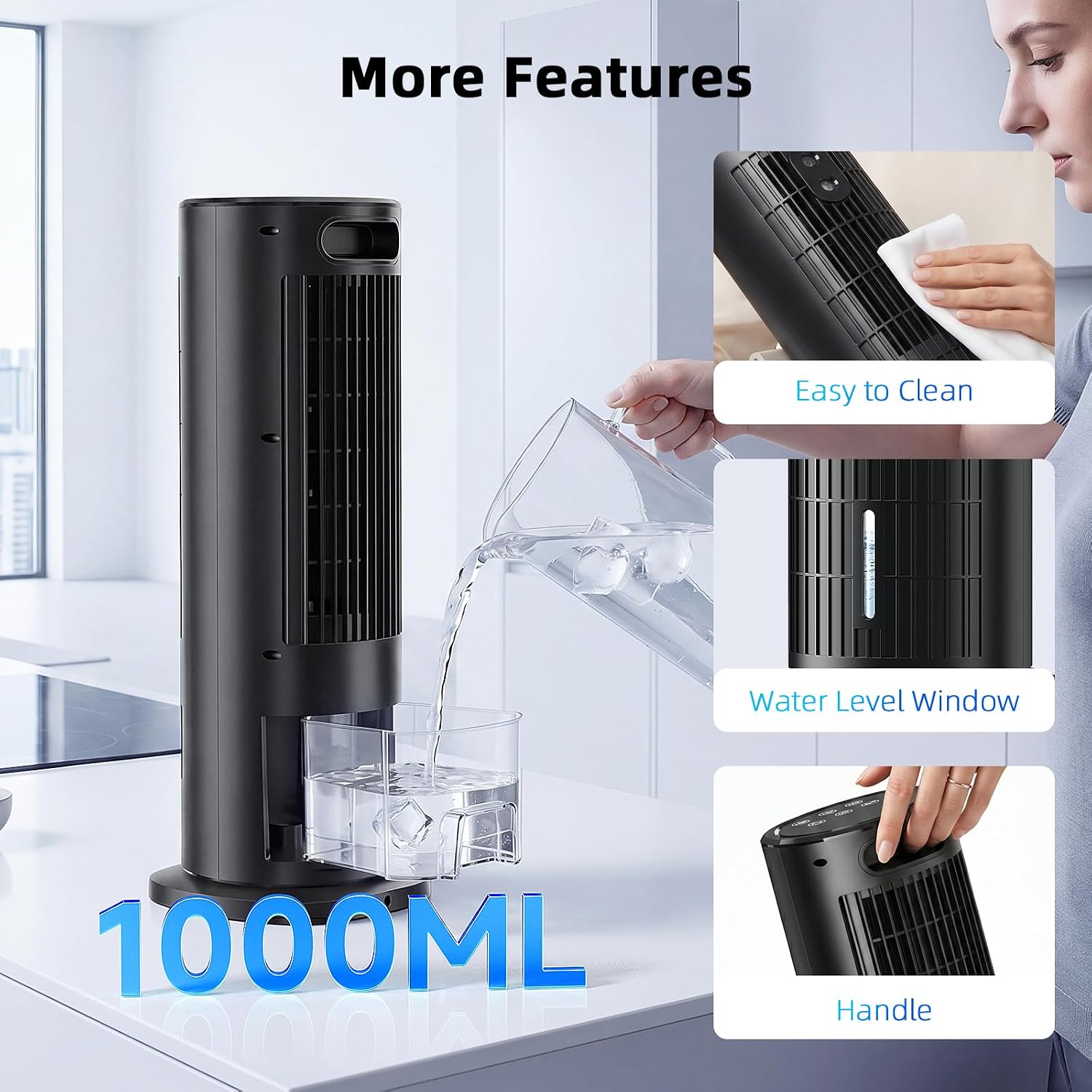 Portable Air Conditioner Without External Ventilation, Matte Black