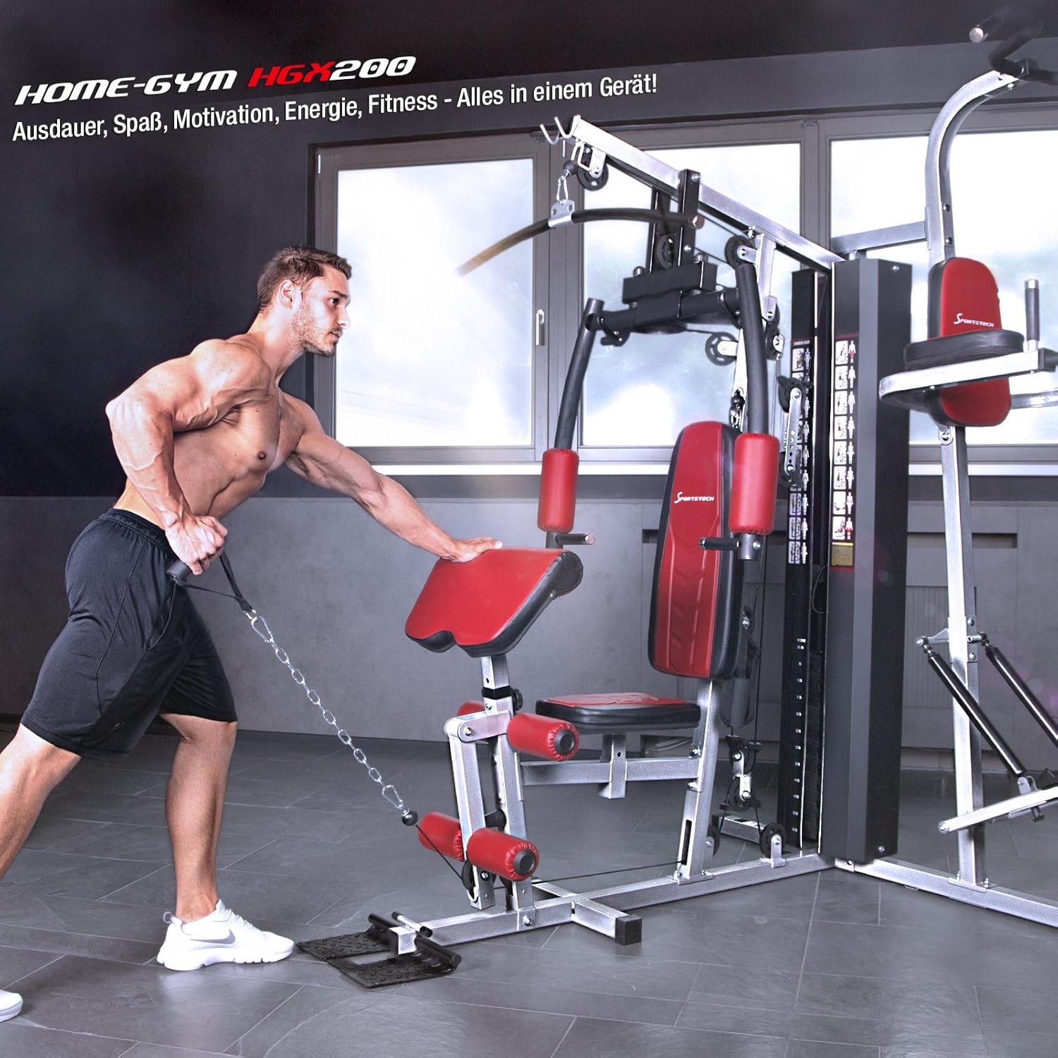 Sportstech HGX200: Multifunktions-Kraftstation mit Stepper, Beinpresse & Powertower ✨