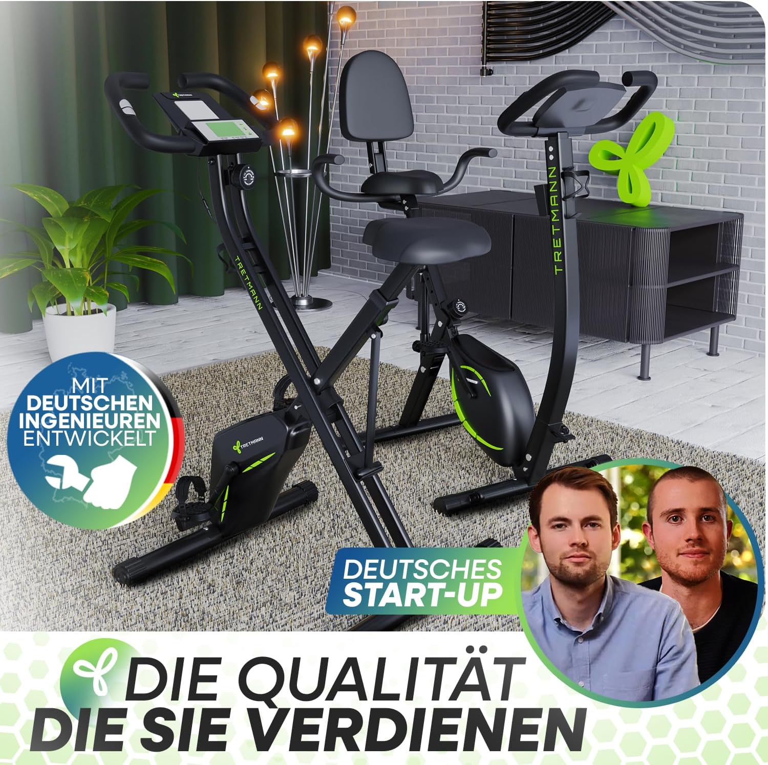 Tretmann Home Trainer Bicycle Folding Set Extra Comfortable & Quiet RelaxFoam up to 150 kg Load Capacity Ergometer, Exercise Bike, Ergometer Exercise Bike Seniors, Fitness Bikes
