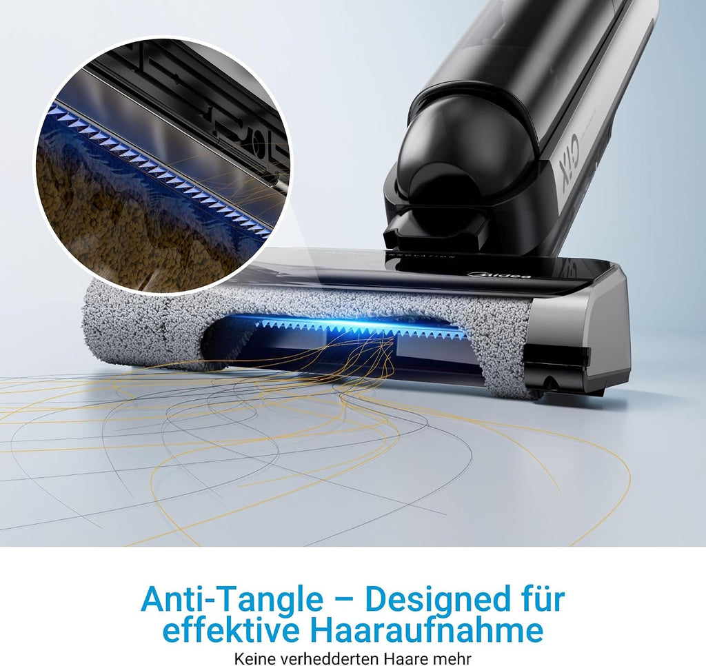 Midea X10 Smart Wet/Dry Vacuum Cleaner with Intelligent Detection, All-in-One Wet Dry Vacuum Cleaner Wireless with Hair Detangling Design, Self-Cleaning LED Display for Hard Floor, Pet Hair, Edge Cleaning
