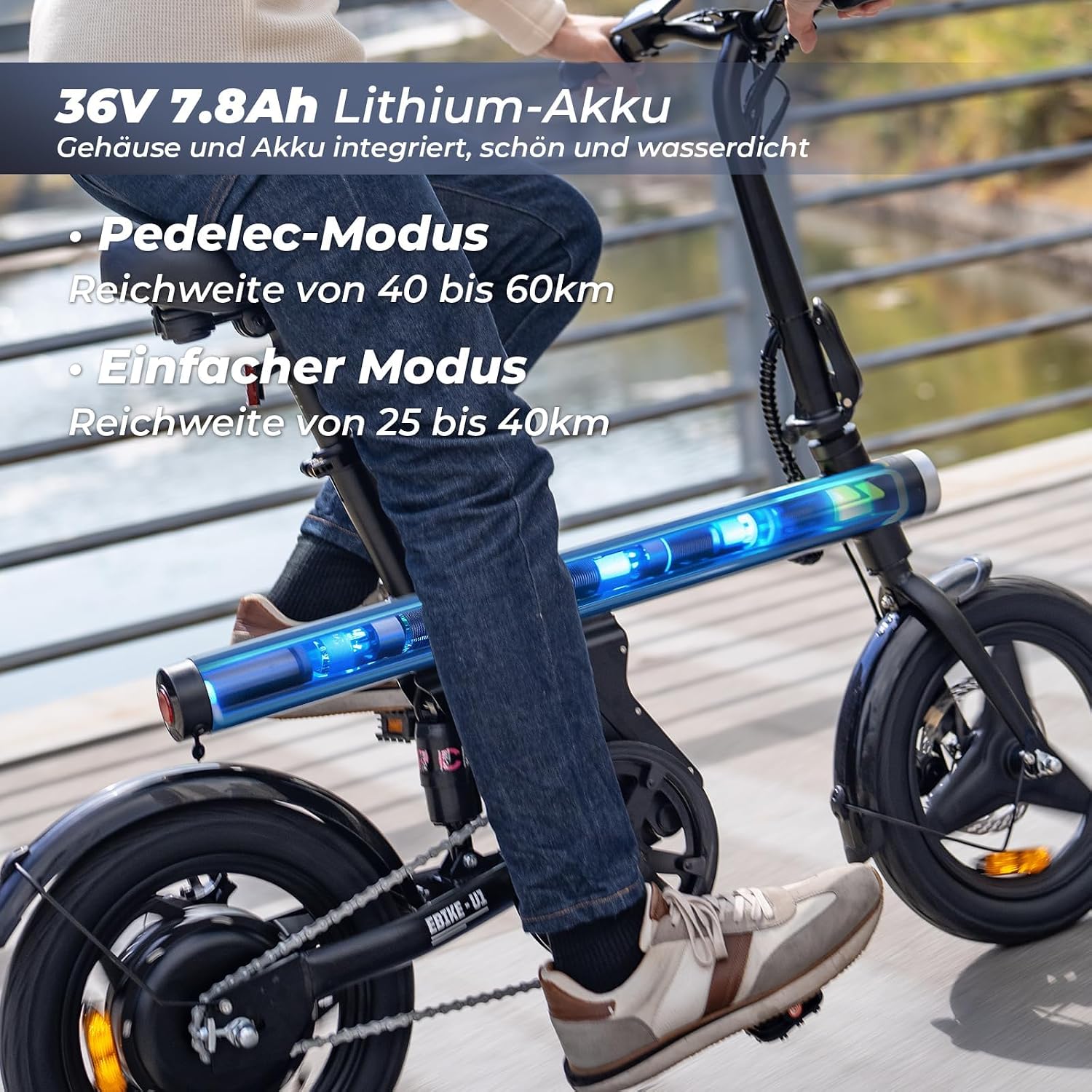 Finbike E Bike Klapprad,14 Zoll Elektrofahrrad 7.8Ah Akku,250W Kompakt Elektrofahrräder mit 3H Schnellladung,3 Fahrmodi,3 Geschwindigkeitsmodi,Reichweite MAX 45km,Electric Bike für Herren und Damen