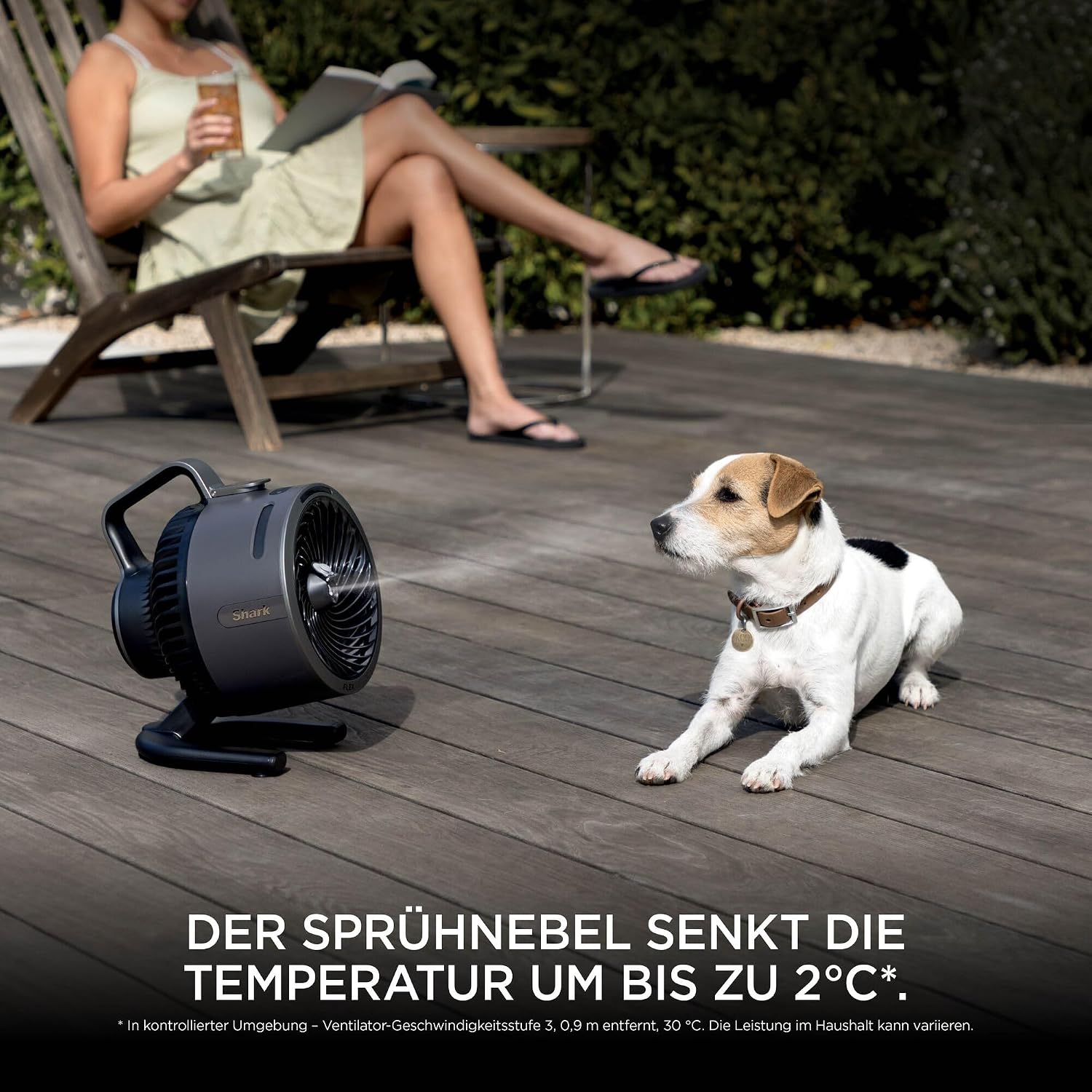 Shark FlexBreeze HydroGo – Leistungsstarker Nebelventilator, Kühlung im Innen- und Außenbereich, Leise und langlebig, Mit und ohne Kabel, Kompakt und Leicht, 5 Geschwindigkeiten, Anthrazit FA050EU
