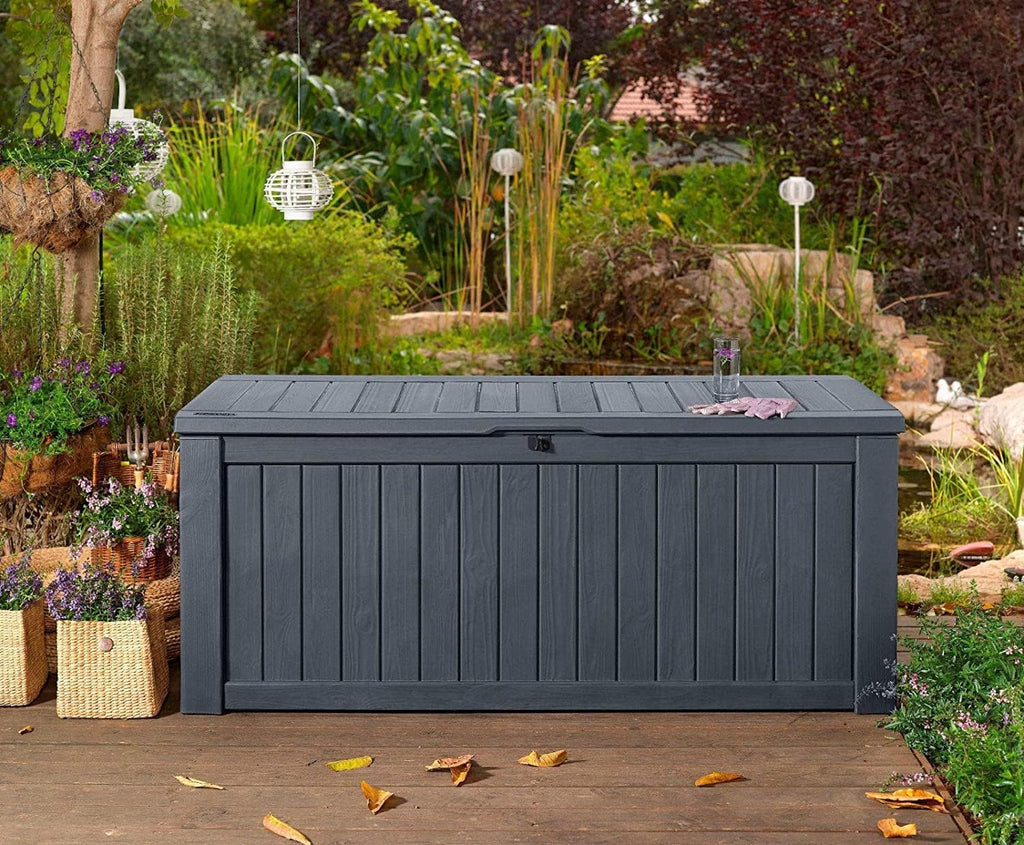 Koll living storage box, cushion box in modern wooden finish, 570 litres, 100% water-proof, with aeration to prevent horrible odours/mould, maximum weight supported by the cover: 250 kg (2 people)