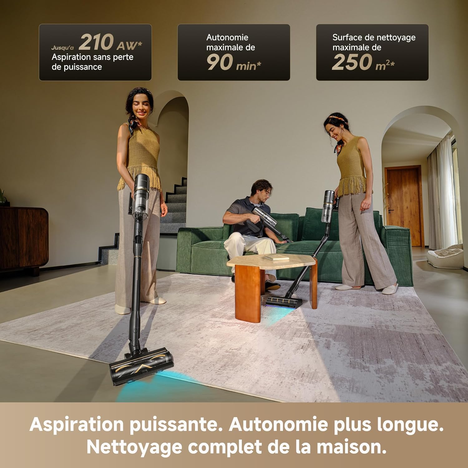 dreame V20 Pro-A Cordless Vacuum Cleaner, 0.01 mm Edges, Hard Floors, Carpets and Hair, Tangle-Free, 24000PA / 210AW, Autonomy of 90 Min, Filtration 99.99%