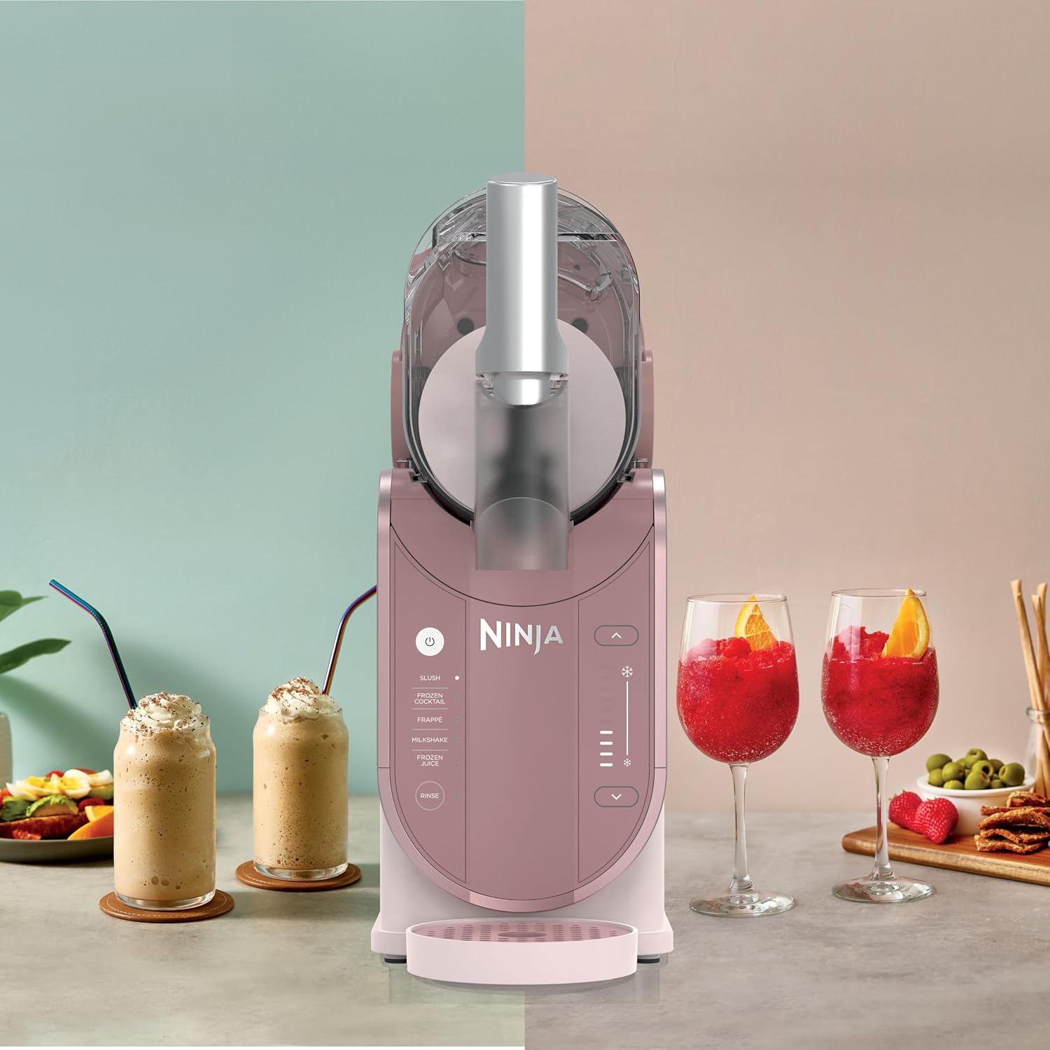 Ninja SLUSHi FS301EUPK WhisperChill Machine for Slush, Ice Cocktails, Frappé, Milkshakes & Frozen Juice, No Ice or Preparation, WhisperChill Technology, Holds 1.9 L, Pink
